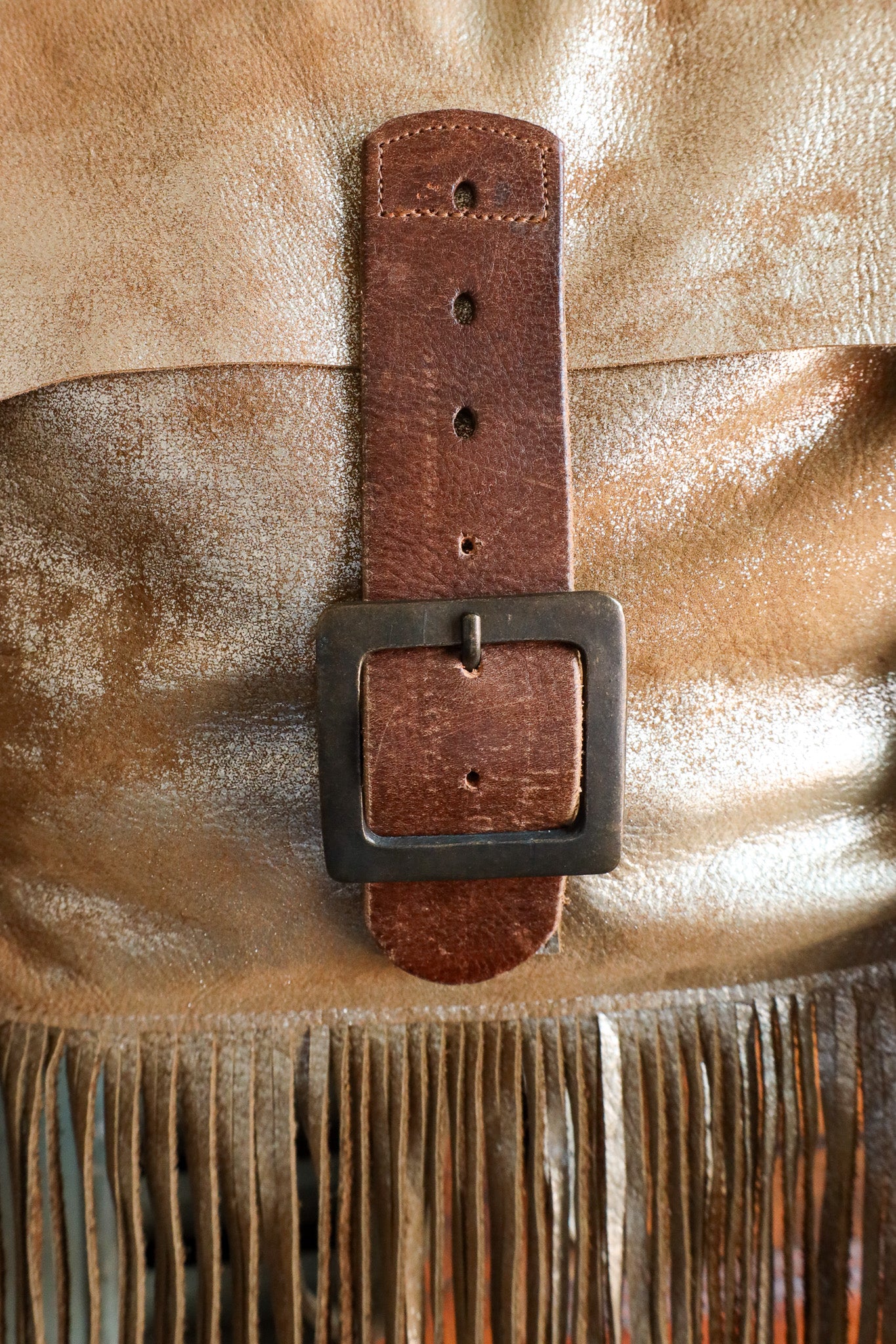Two Bar West Fringe With Buckle Distress Backpack - Image 3