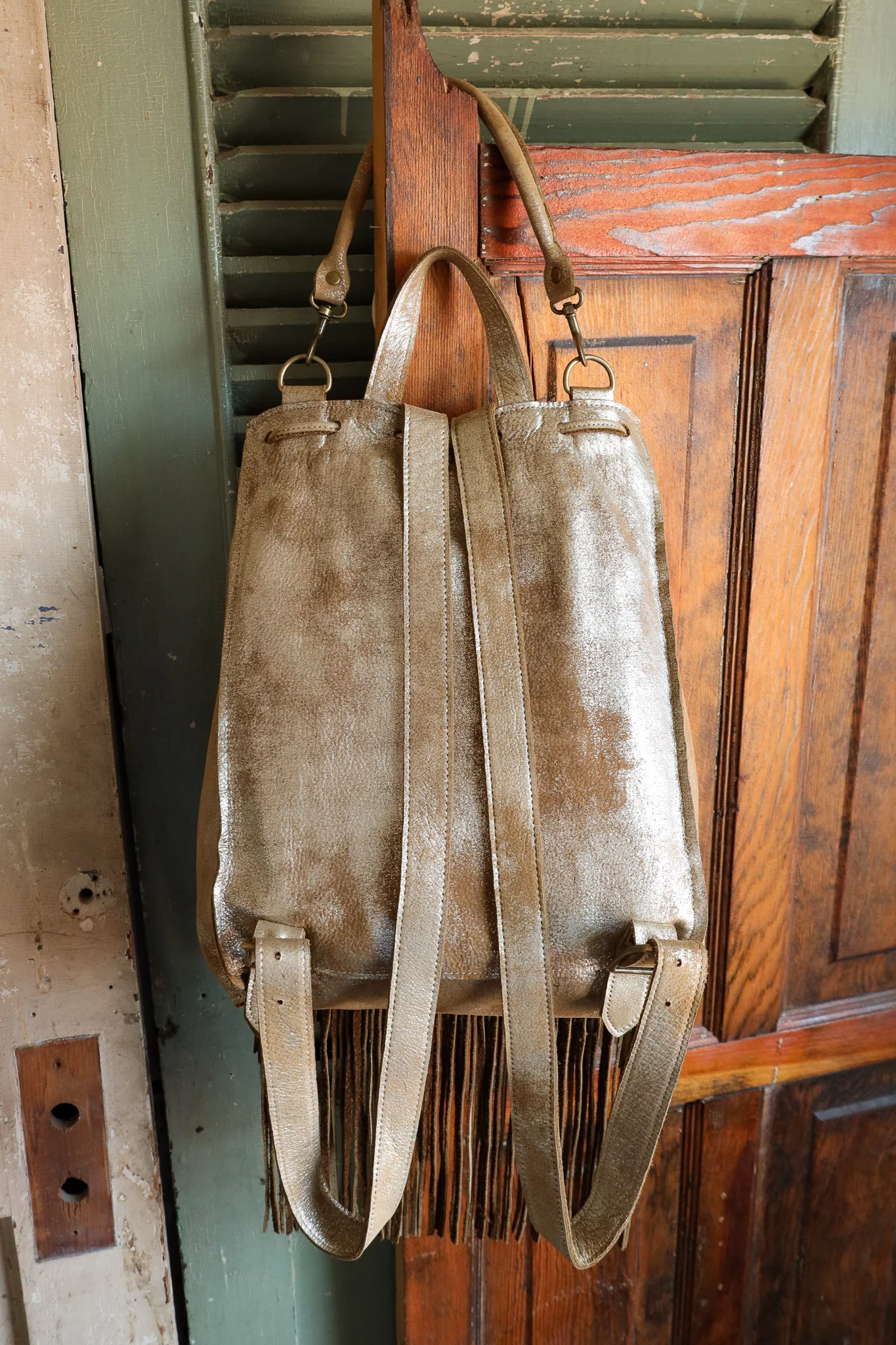 Two Bar West Fringe With Buckle Distress Backpack - Image 4
