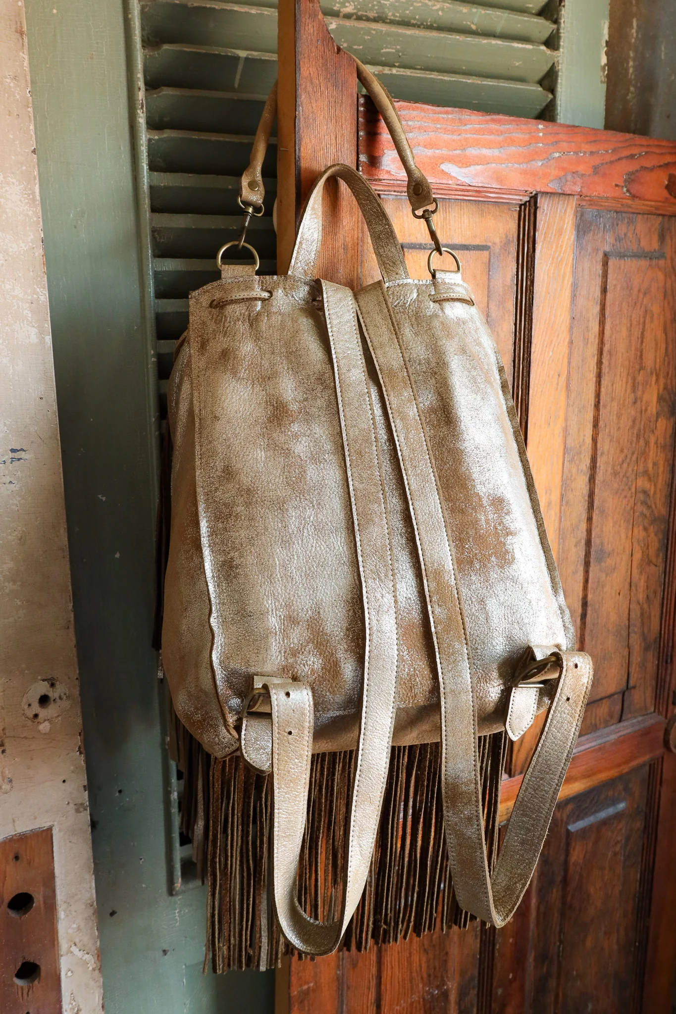 Two Bar West Fringe With Buckle Distress Backpack - Image 7