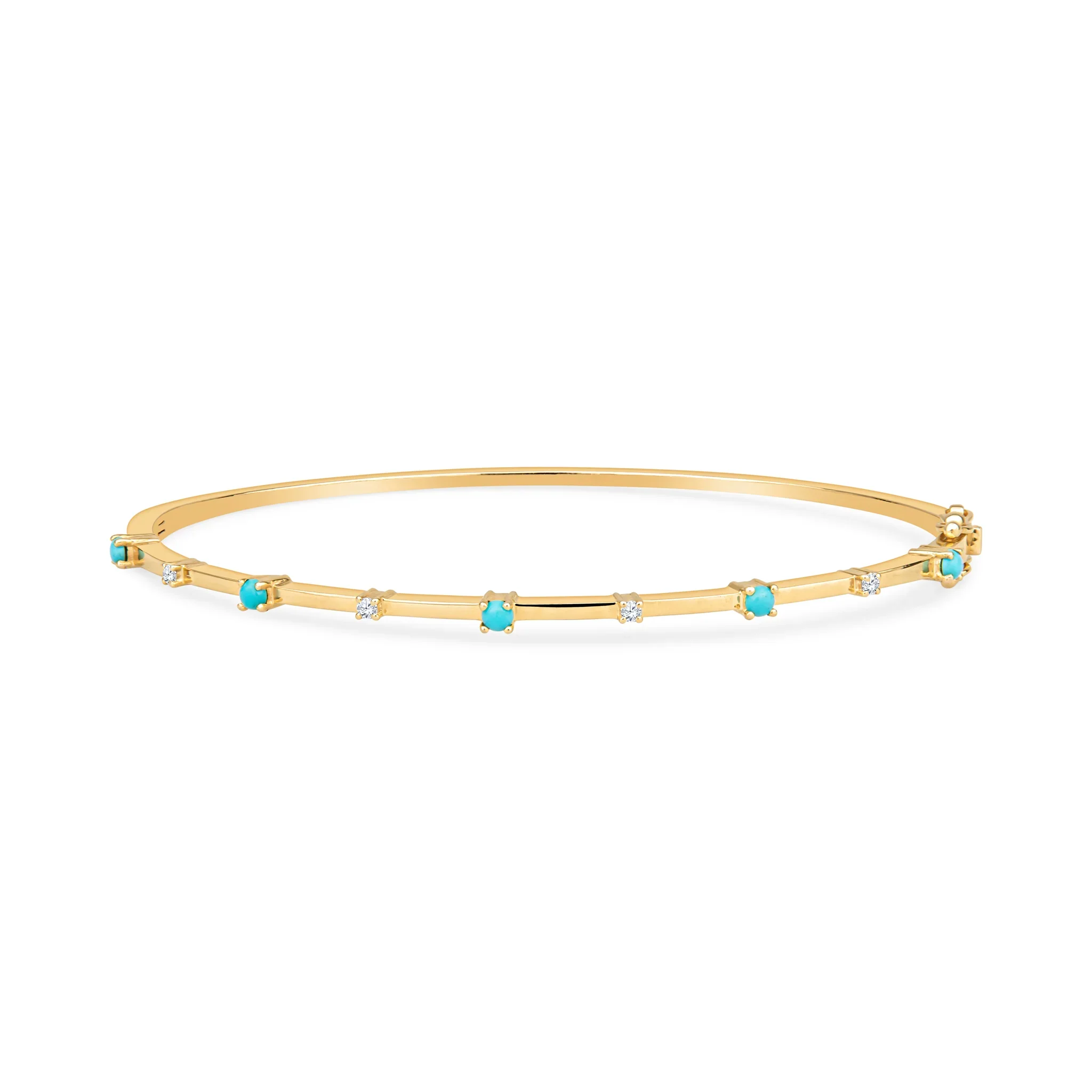 Christina Greene Emily 14k Gold Sleek Bangle in White Diamonds