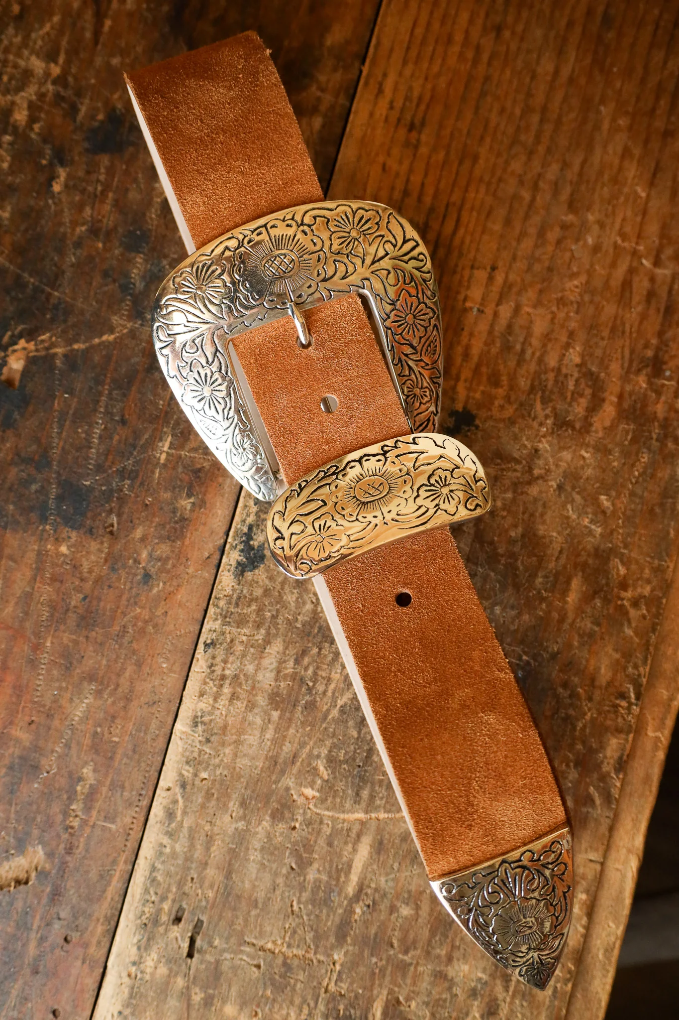 Streets Ahead Big Buckle Belt- Tan Suede - Image 5