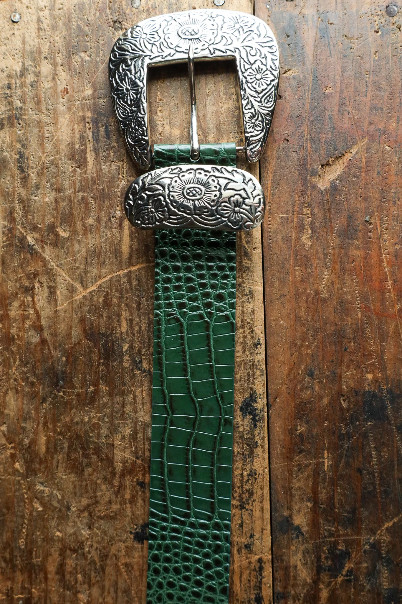 STREETS AHEAD BIG BUCKLE BELT- GREEN CROCODILE - Image 3
