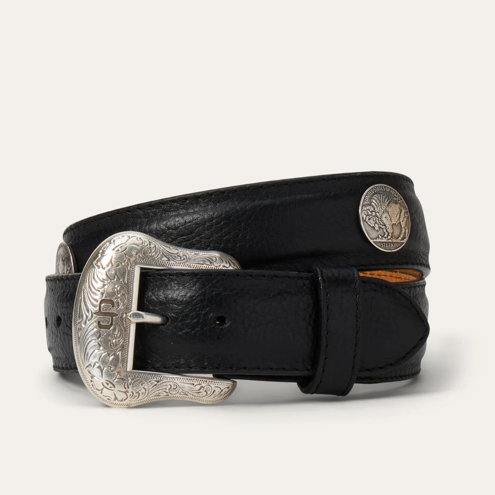 Stetson Bison Leather Concho Belt