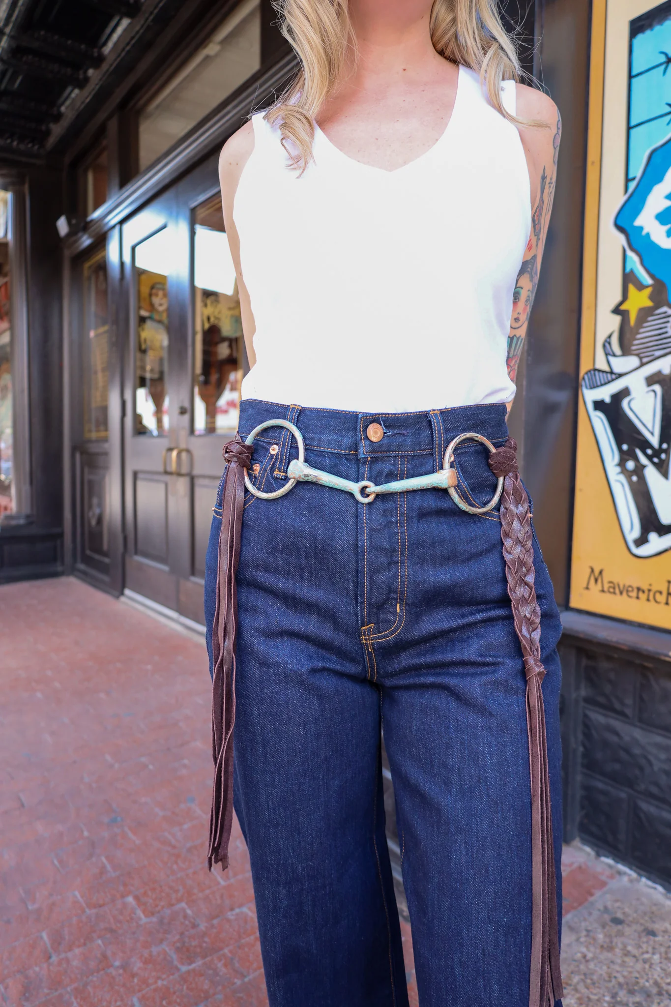 A Rare Bird Women's Bit and Braided Leather Belt- Brown - Image 3