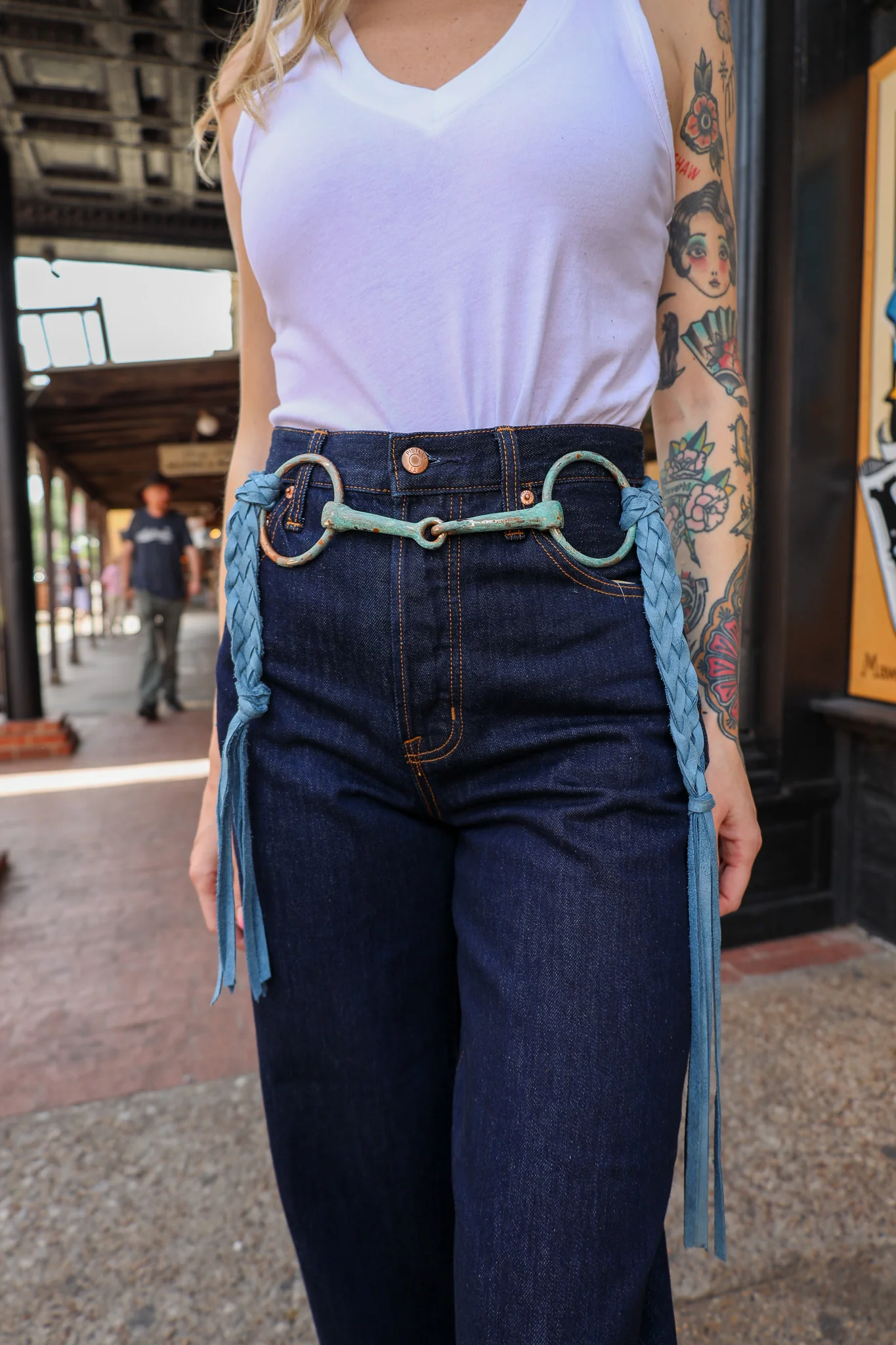 A Rare Bird Women's Bit and Braided Leather Belt- Blue - Image 4