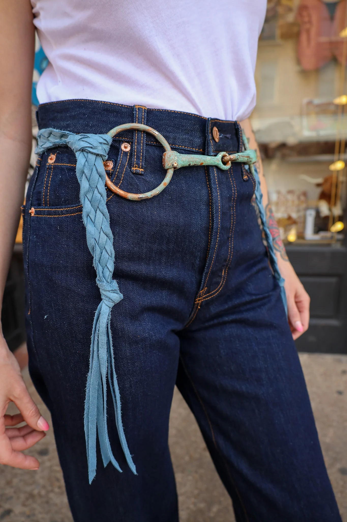 A Rare Bird Women's Bit and Braided Leather Belt- Blue - Image 7