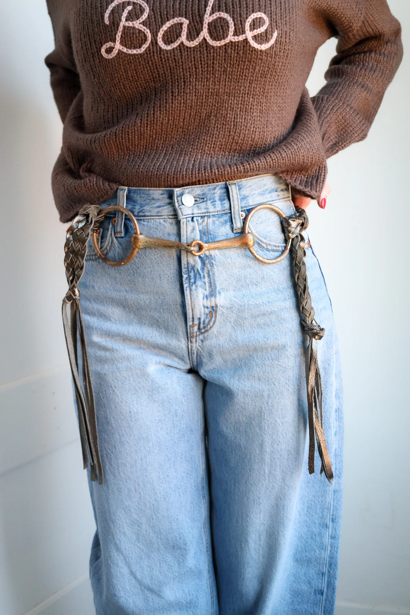 A Rare Bird Women's Bit and Braided Leather Belt- Platinum - Image 3