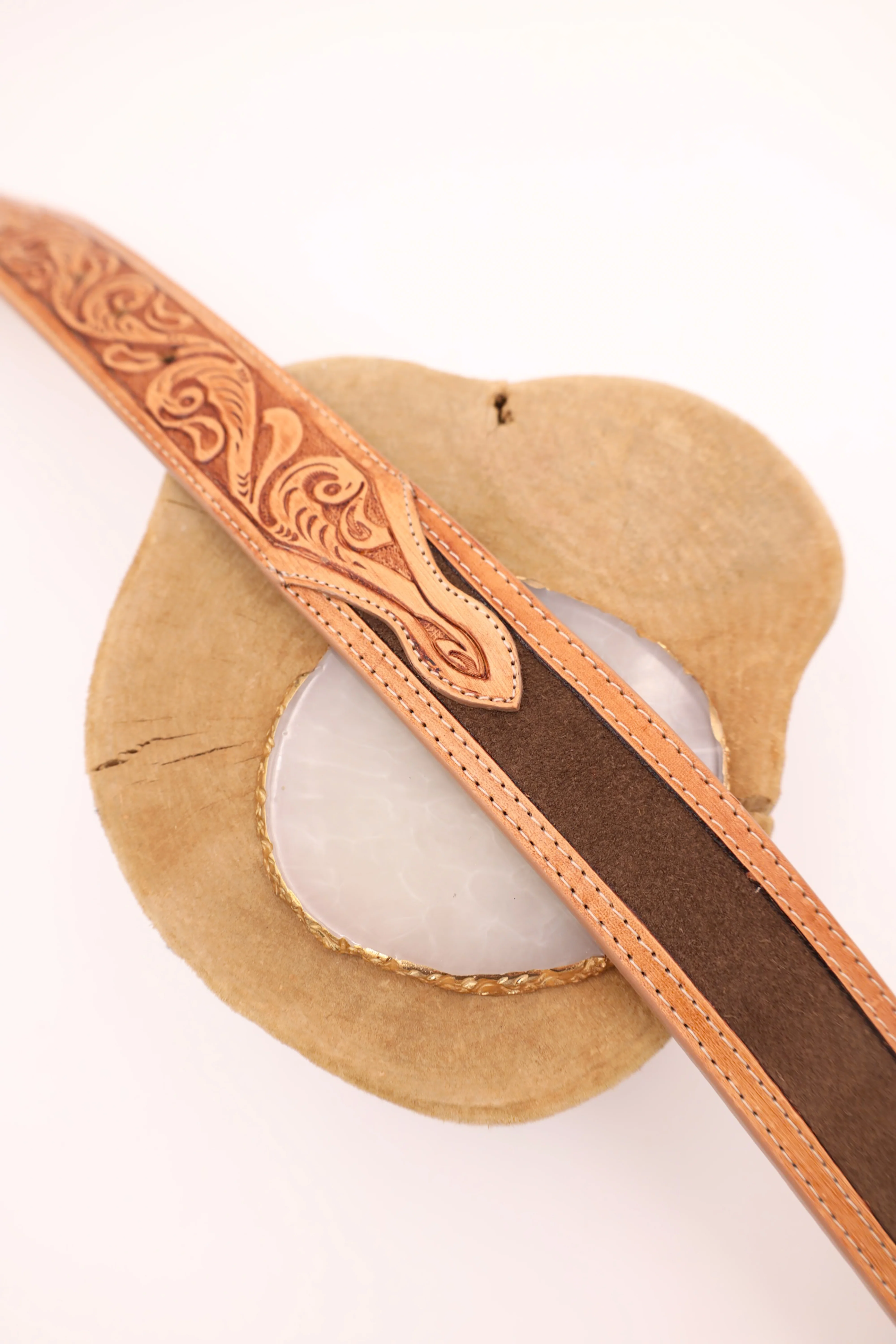 R. WATSON MEN'S BROWN ROUGHOUT FRAME BELT - Image 4