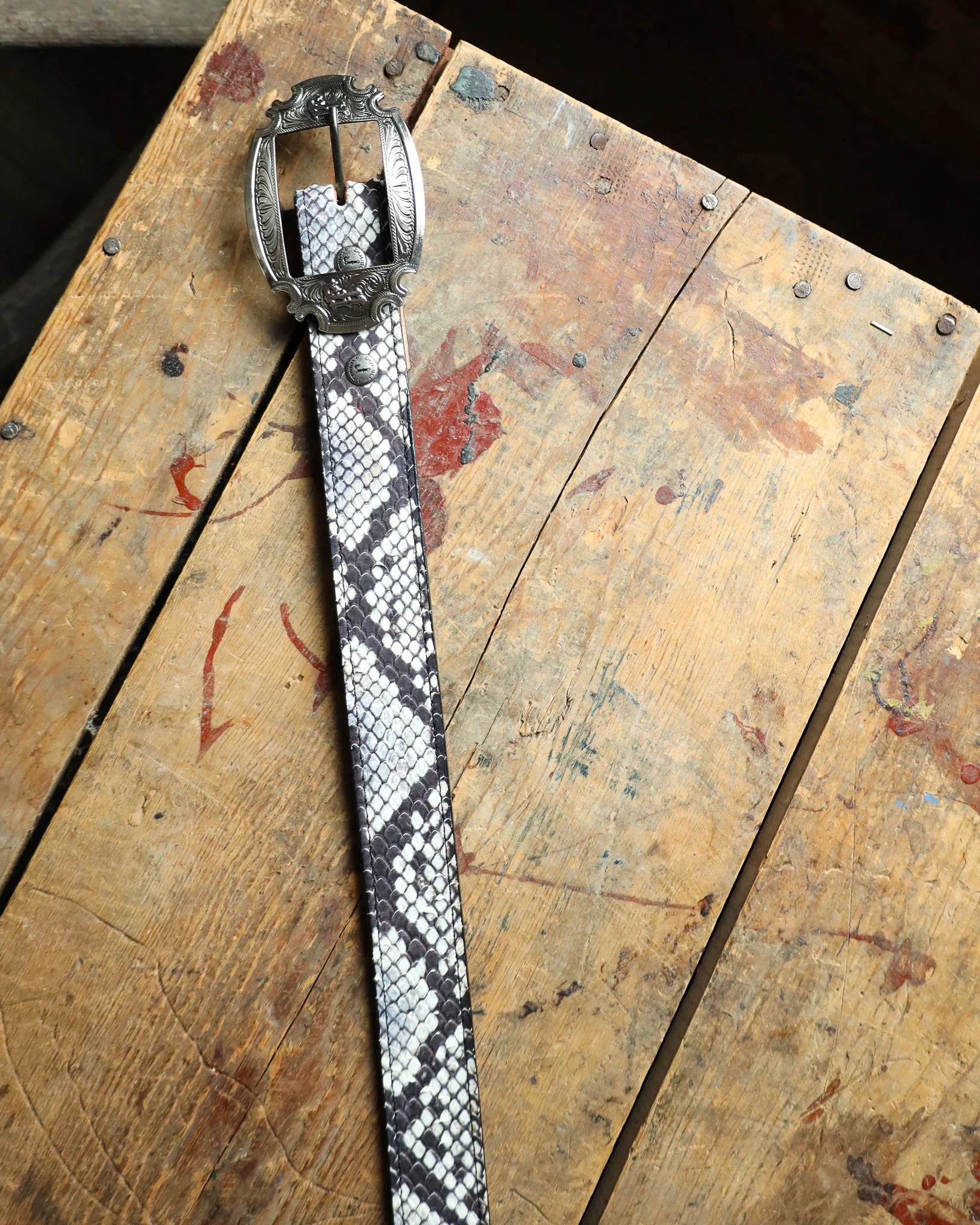 Double J Saddlery Cobra Snake Print Leather Belt - Image 3