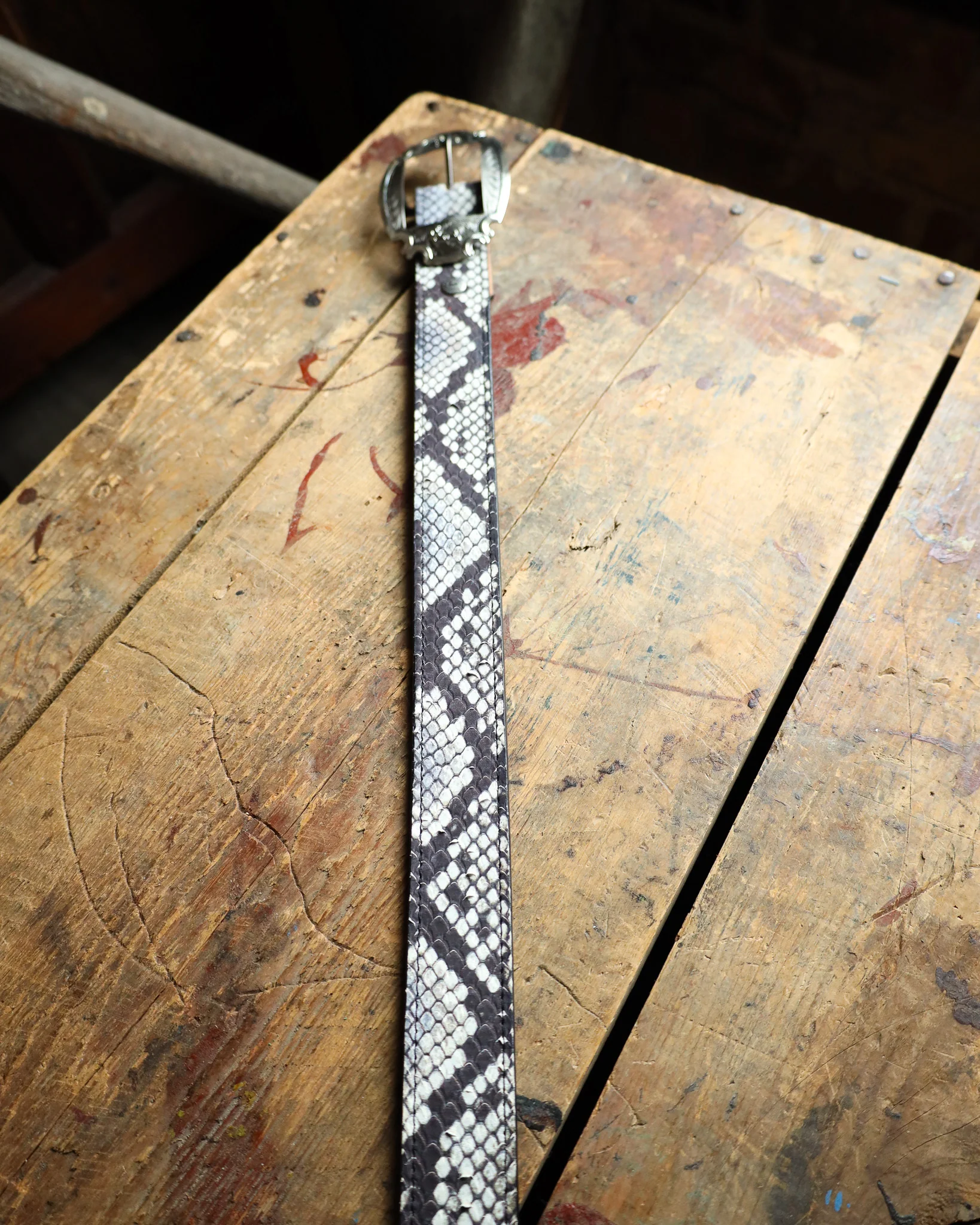 Double J Saddlery Cobra Snake Print Leather Belt - Image 7