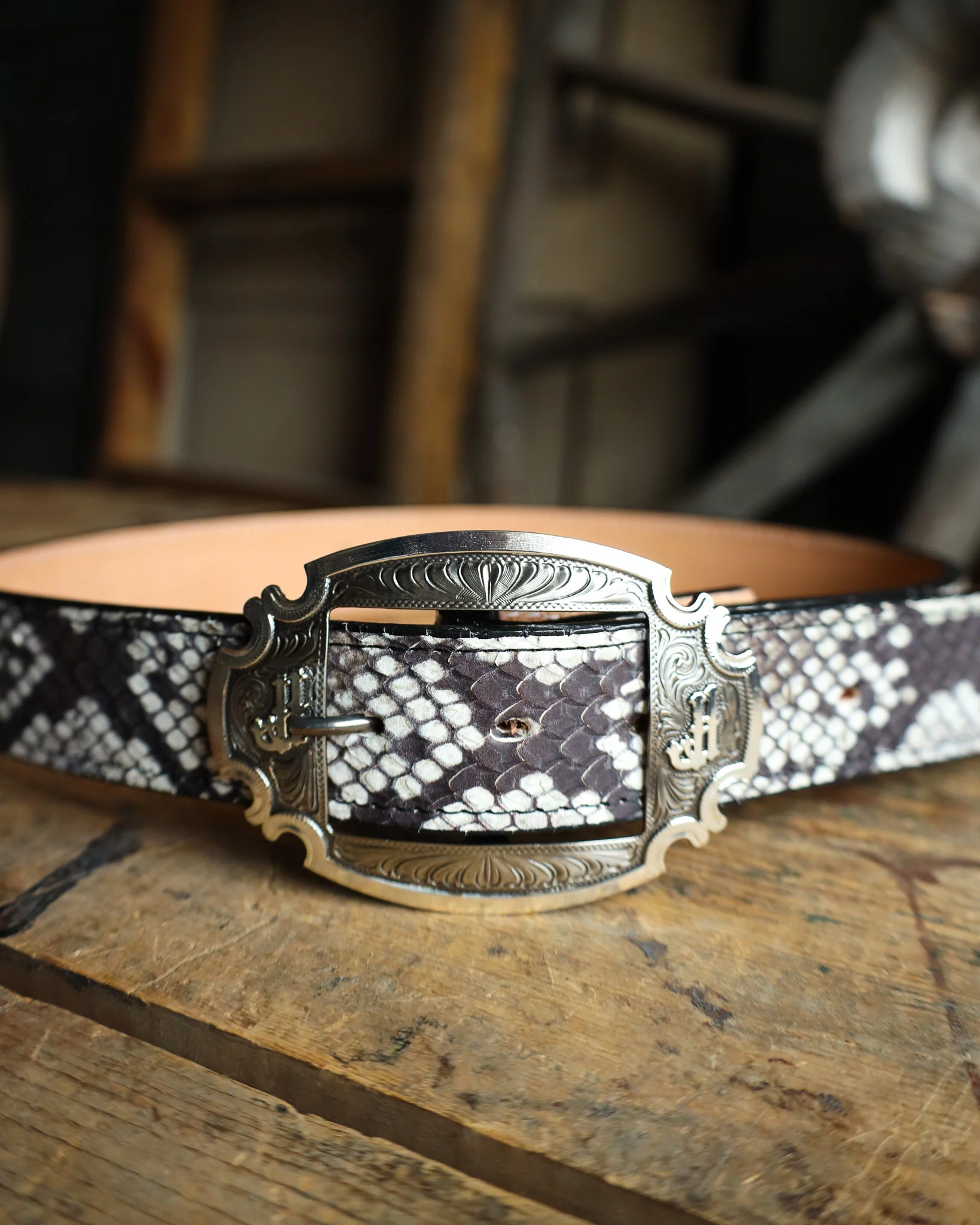 Double J Saddlery Cobra Snake Print Leather Belt - Image 8