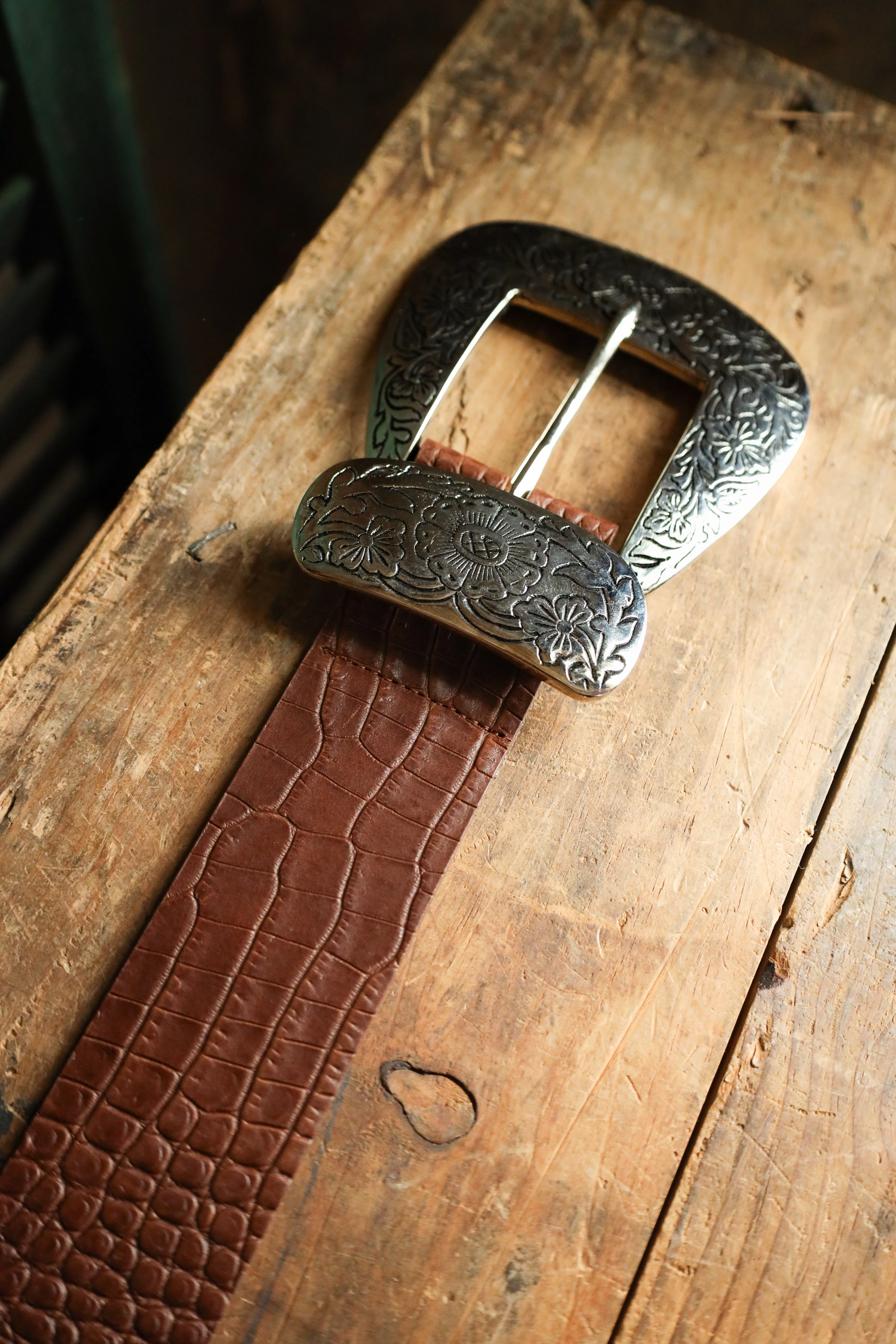 STREETS AHEAD BIG BUCKLE BELT- CROC COGNAC - Image 3