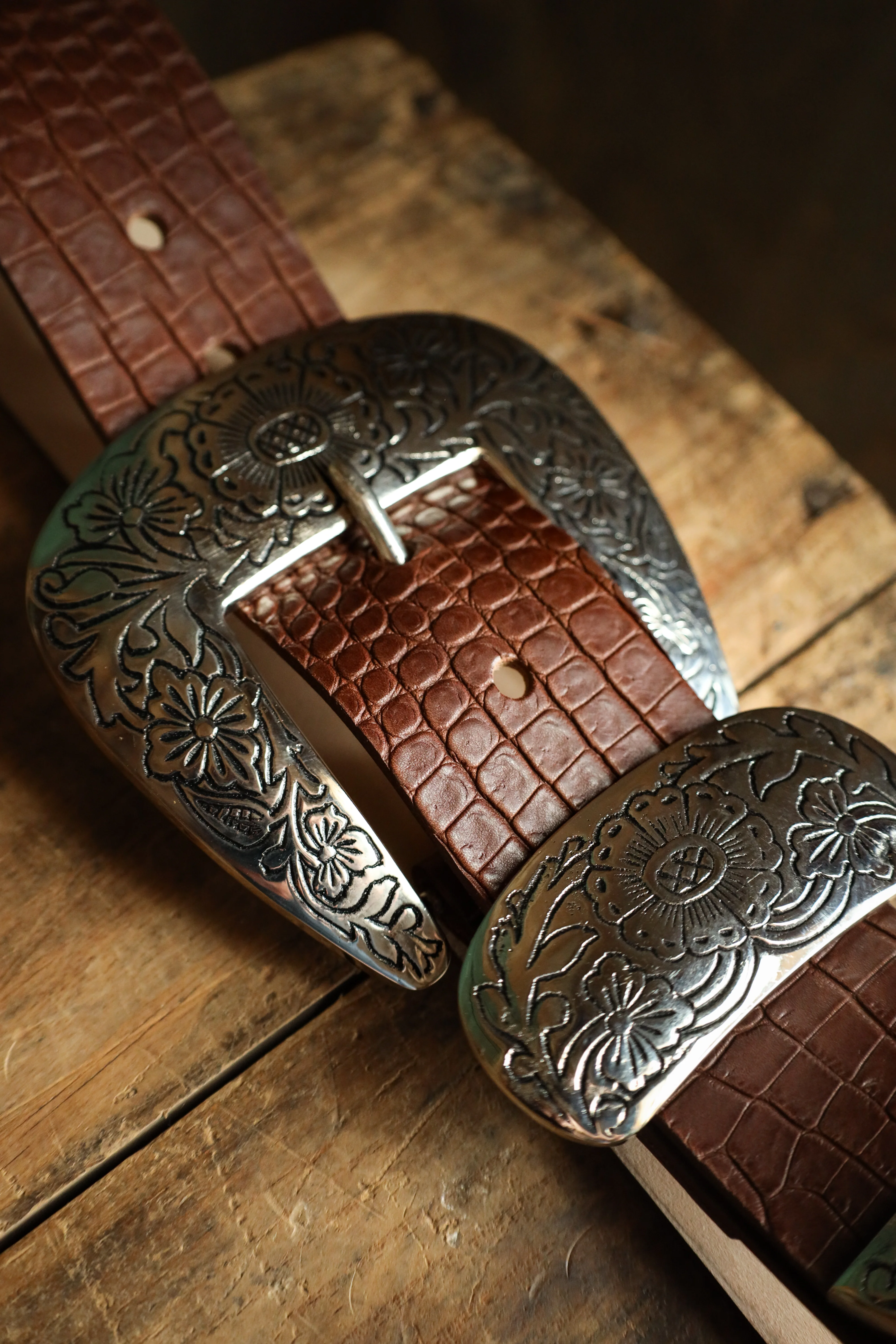 STREETS AHEAD BIG BUCKLE BELT- CROC COGNAC - Image 4