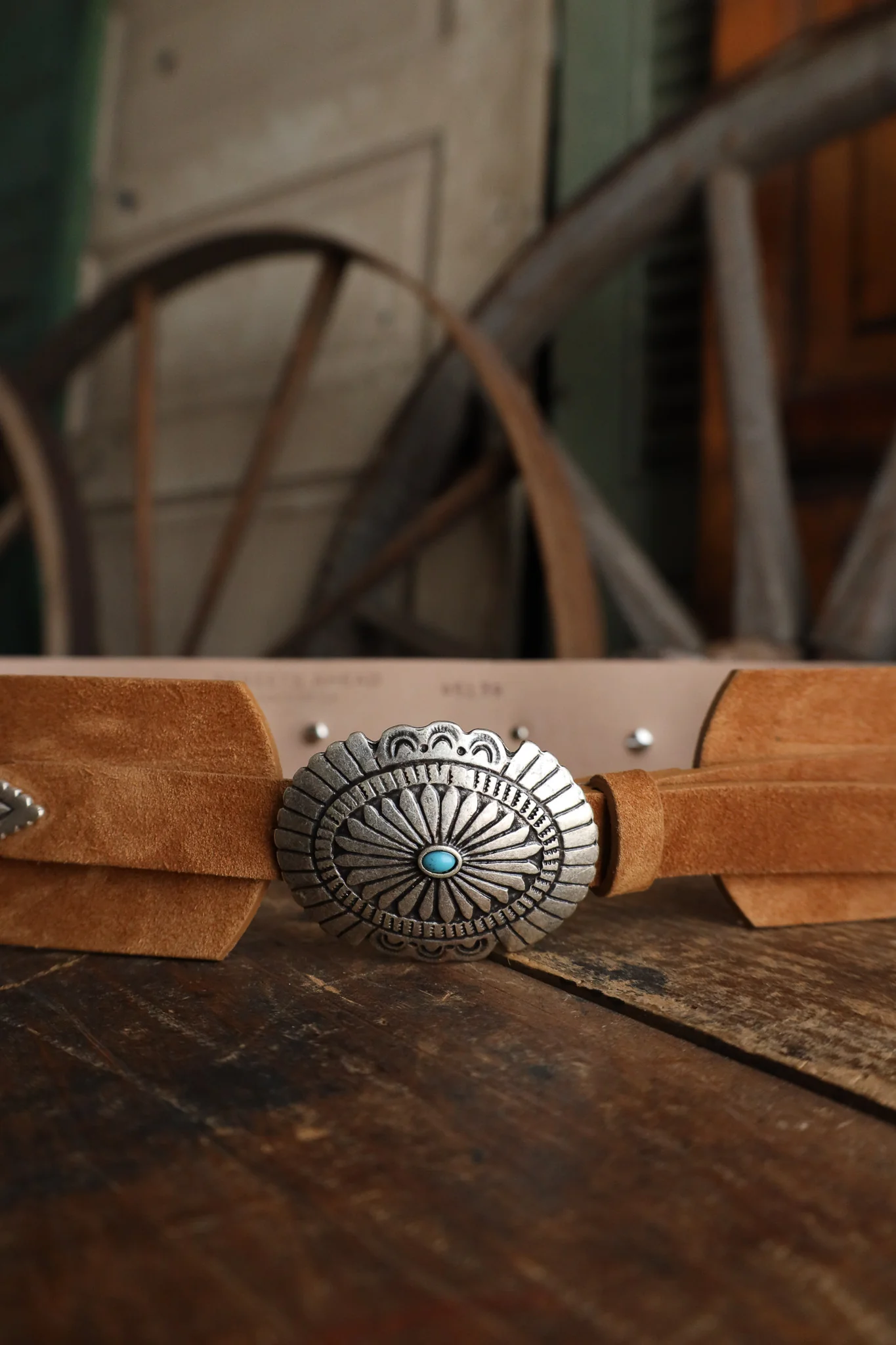 Streets Ahead Suede With Turquoise Conchos Belt - Image 7