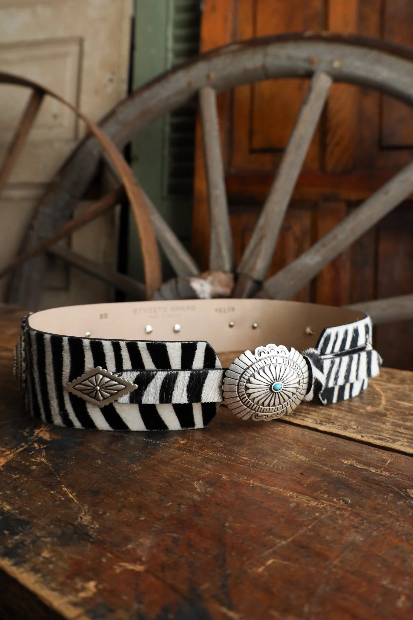 Streets Ahead Zebra With Turquoise Conchos Belt - Image 8