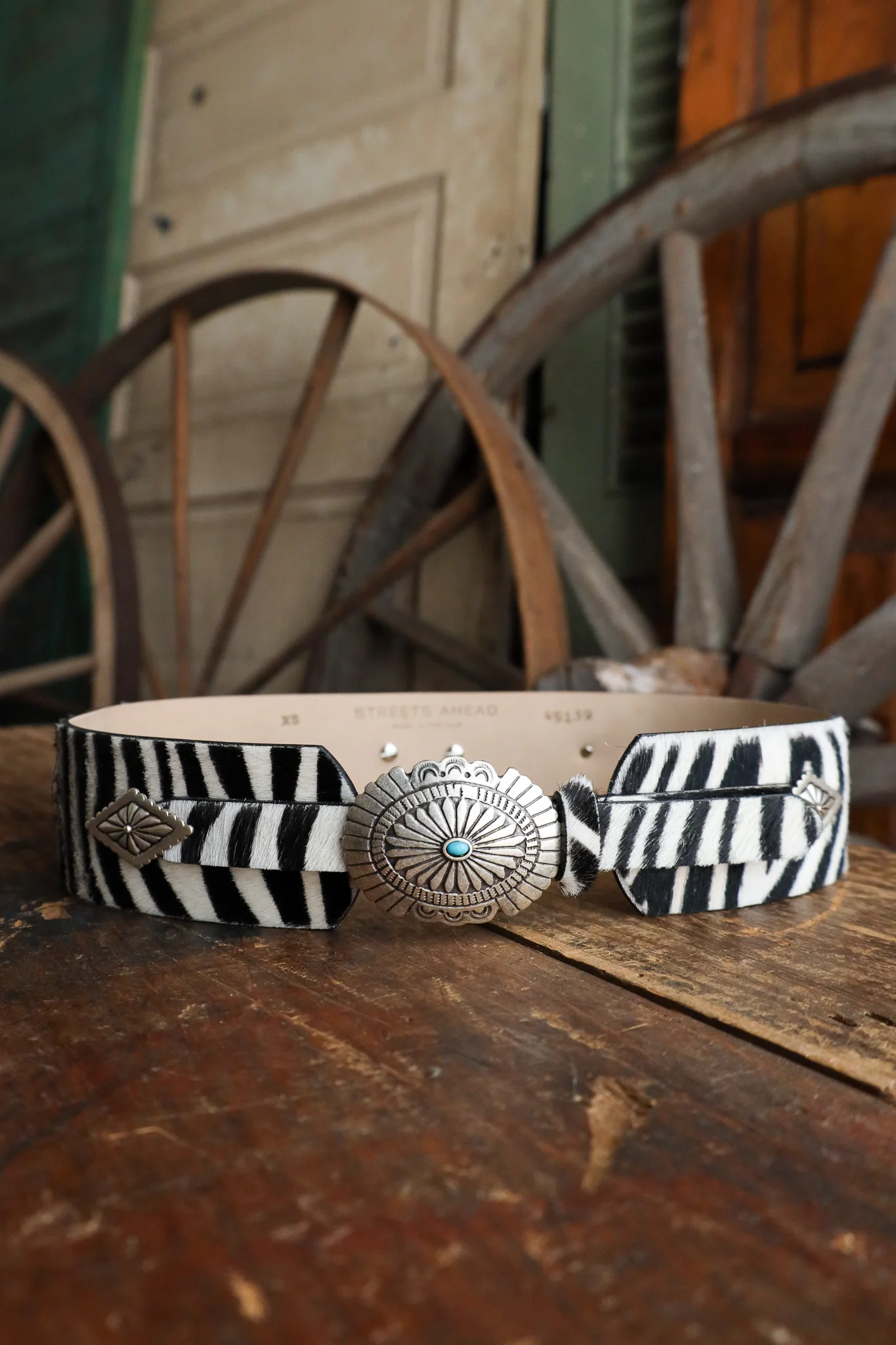 Streets Ahead Zebra With Turquoise Conchos Belt - Image 9