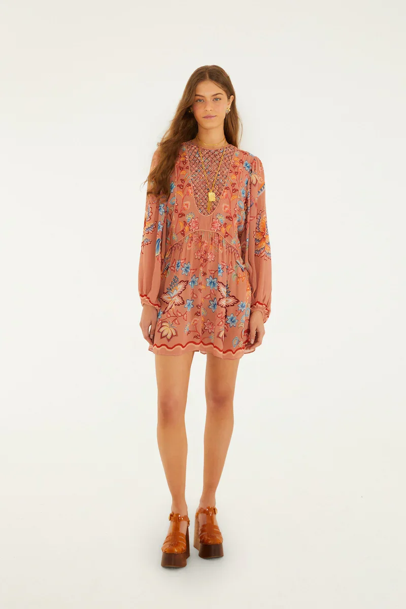 Farm Rio Boho Enhance Lace Long Sleeve Dress - Image 4