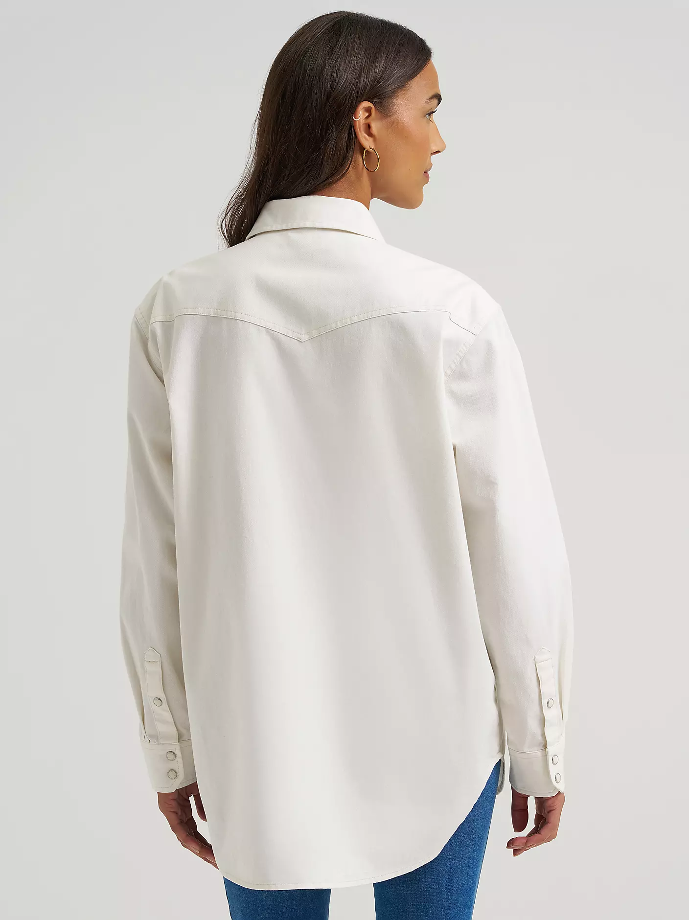 Wrangler Embroidered Boyfriend Western Snap Denim Shirt - Image 4
