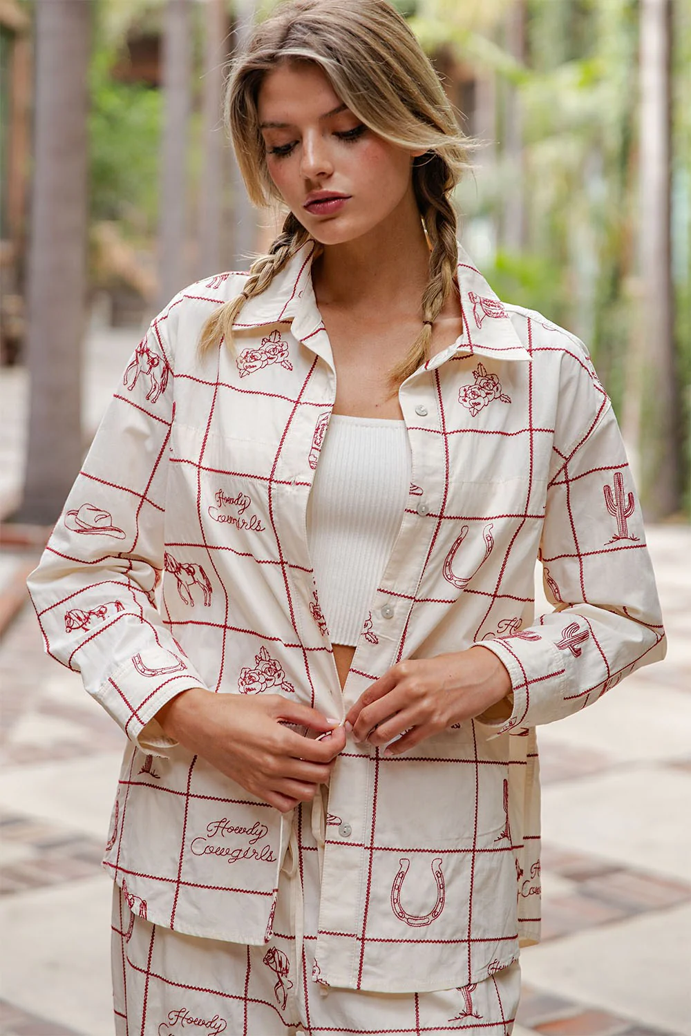 EESEOME Cream Print Long Sleeve Blouse - Image 3