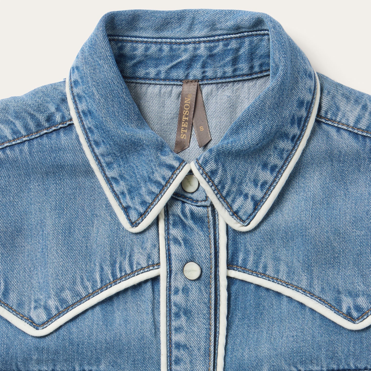 Stetson Piped Denim Sleeveless Shirt - Image 3