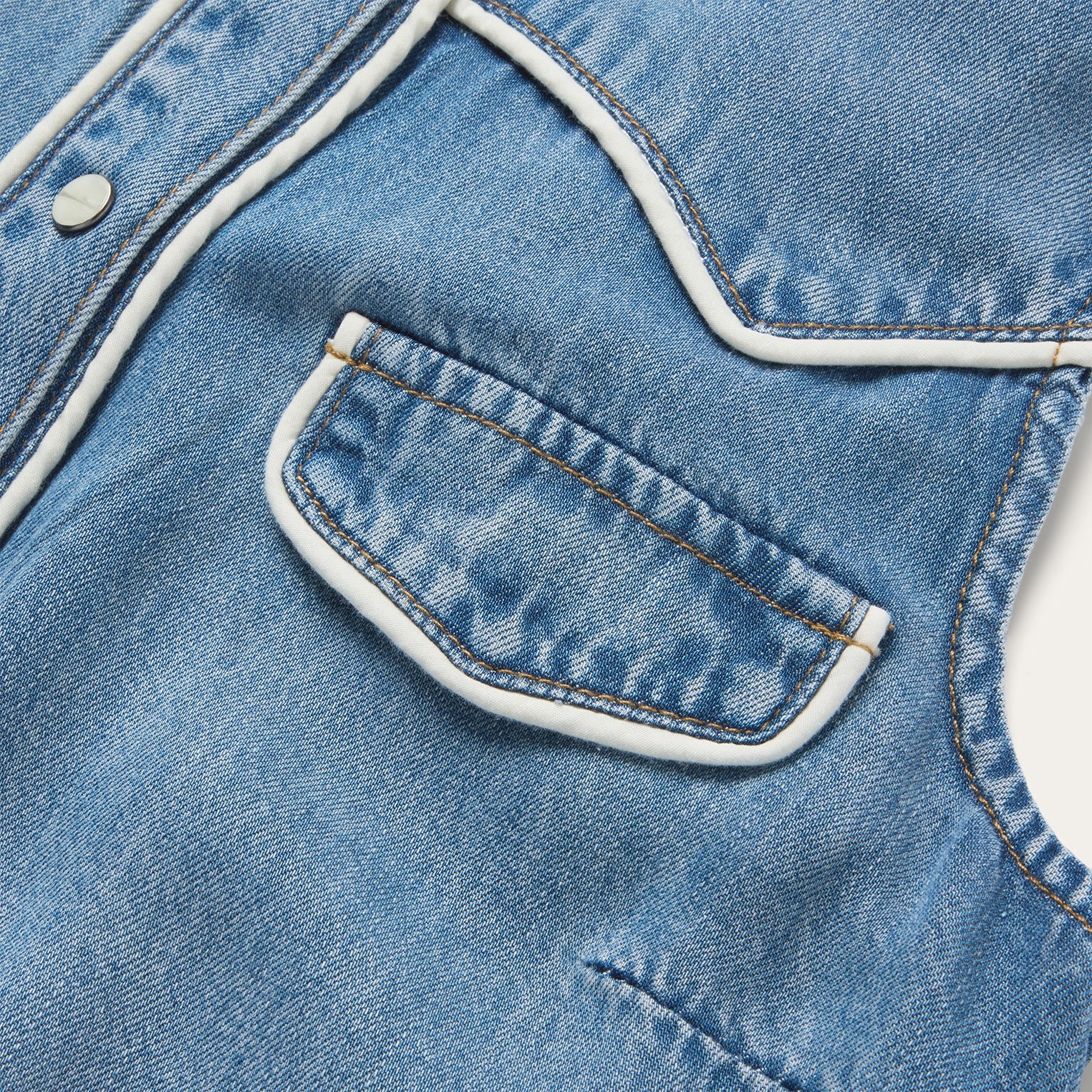 Stetson Piped Denim Sleeveless Shirt - Image 5