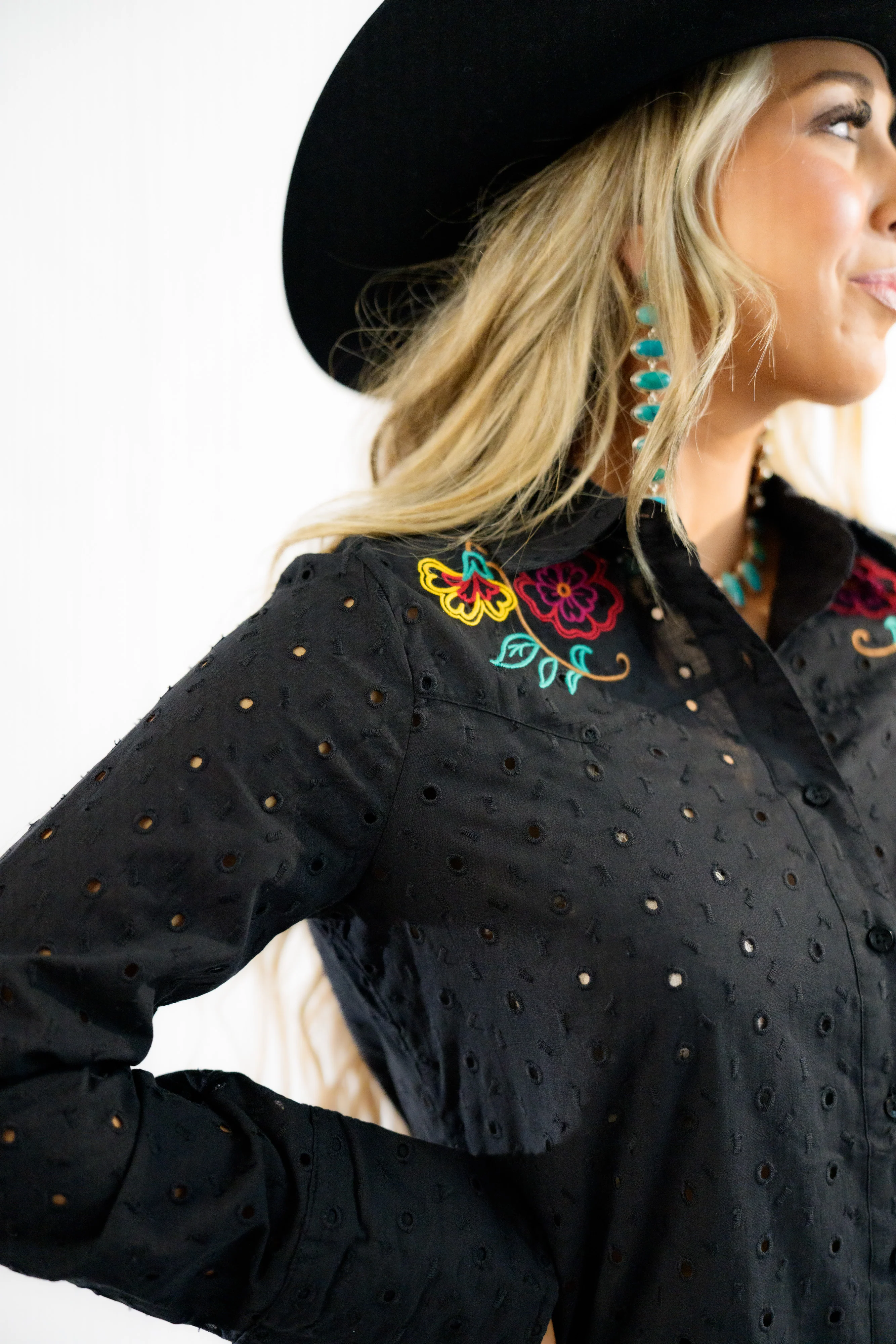 Stetson Eyelet Long Sleeve Blouse - Image 3