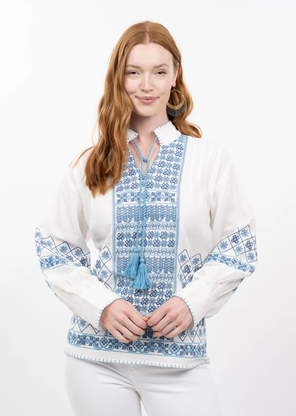 Ivy Jane Gauze Cross Stitch Blouse - Image 3