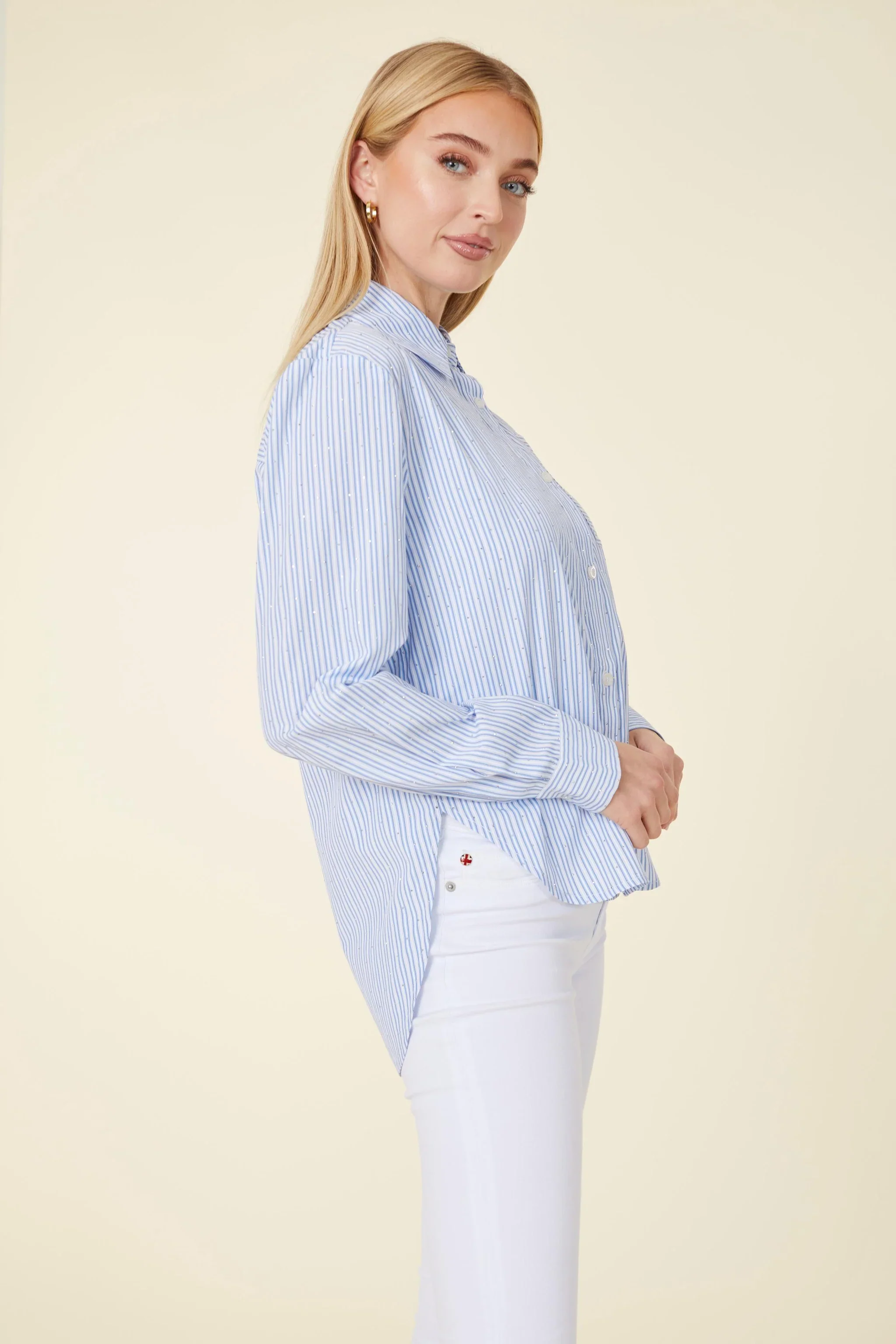 Dolce Cabo Micro Sequin Stripe Blouse - Image 3
