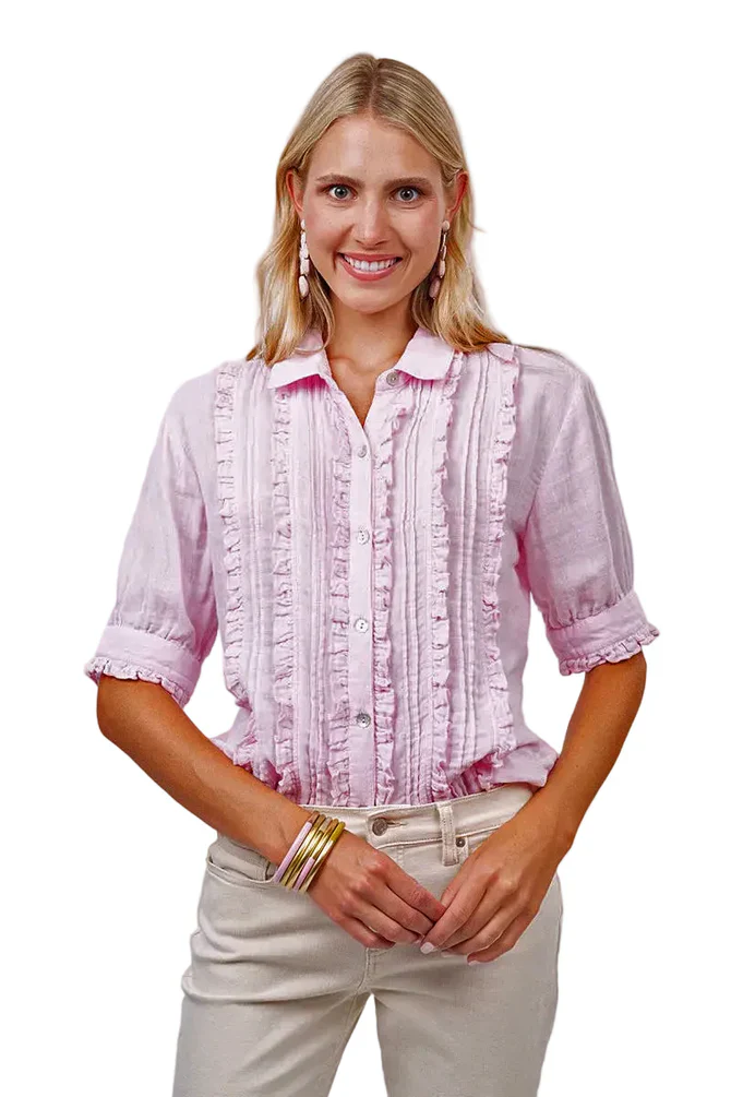Ivy Jane Tuxedo Gauze Shirt in Pink Style