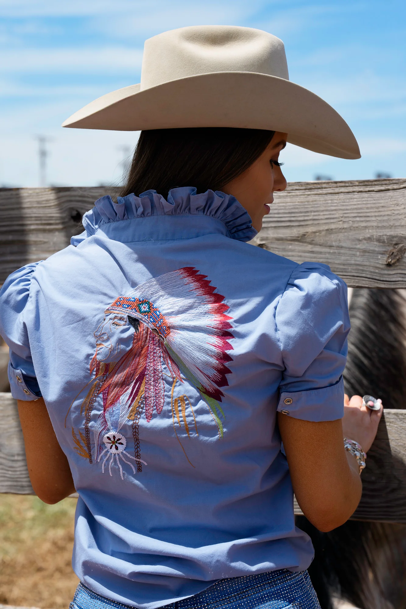 Wild Ridge Vintage Embroidered Chief Head Blouse - Image 2
