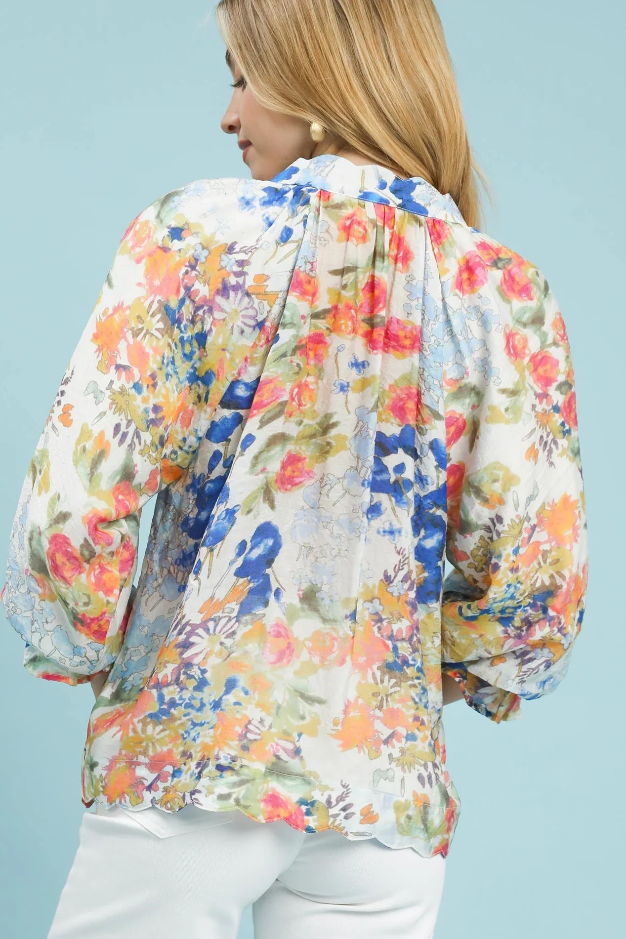 Umgee Watercolor Floral Blouse - Image 6