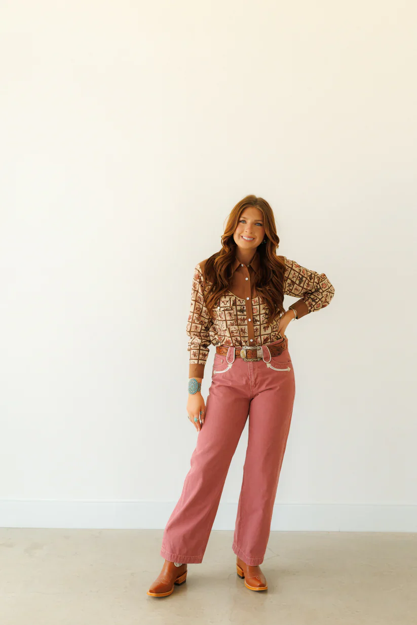 Howdy Hanny Western Squares Blouse - Image 4