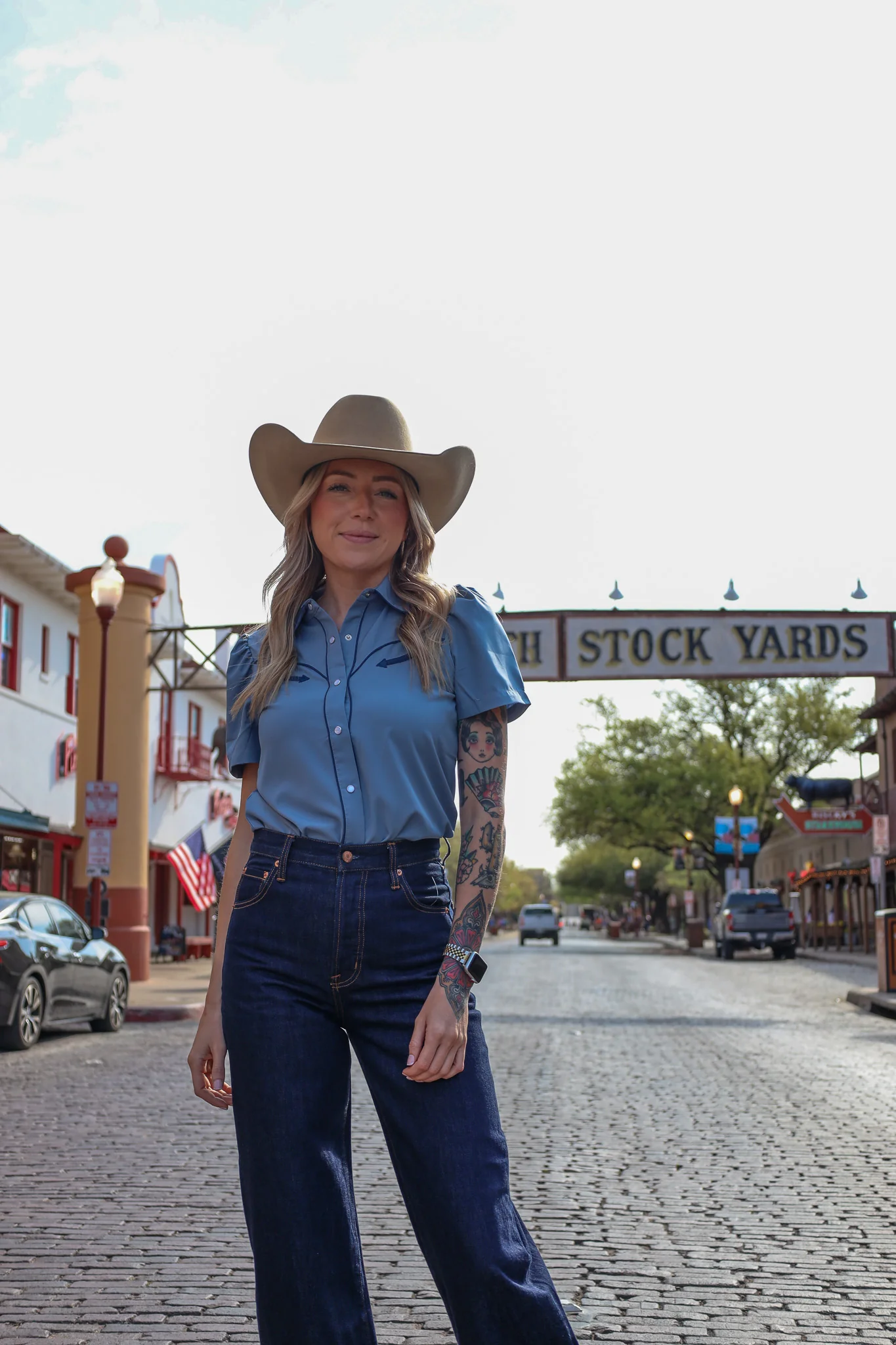 Howdy Hanny Western Yoke Navy/Blue Blouse - Image 3