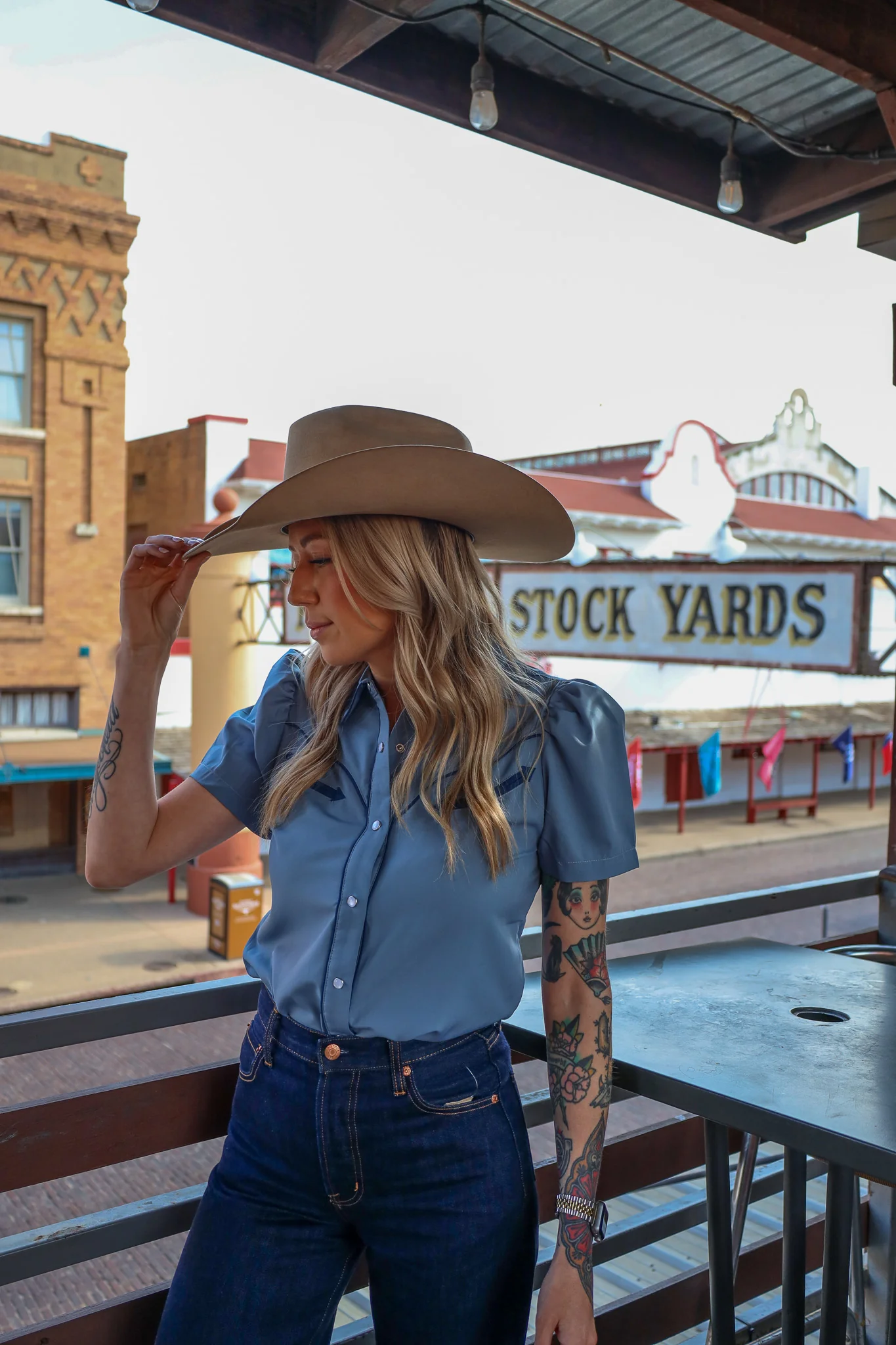 Howdy Hanny Western Yoke Navy/Blue Blouse - Image 4