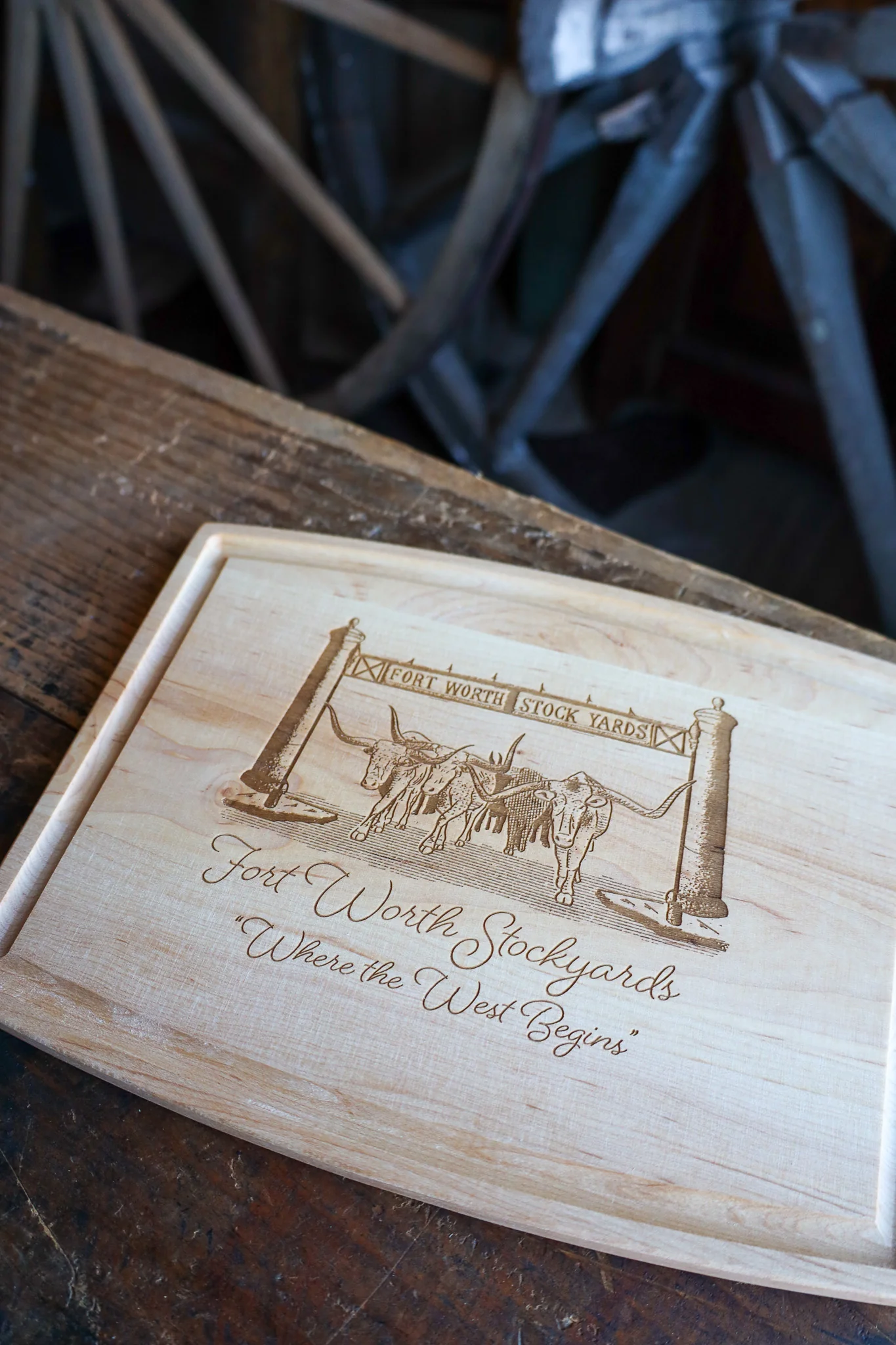 Maverick Exclusive Fort Worth Stockyards Where The West Begins 12X9 Maple Board - Image 4