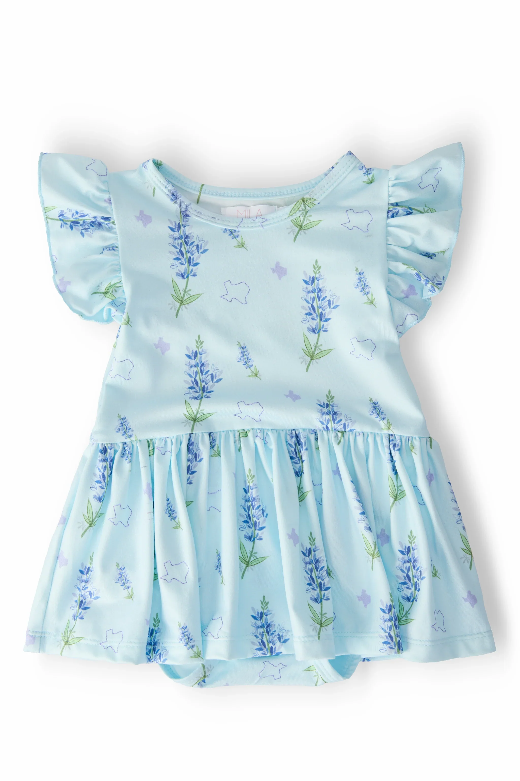 Mila & Rose Texas Bluebonnets S/S Flutter Twirl Bodysuit - Image 3