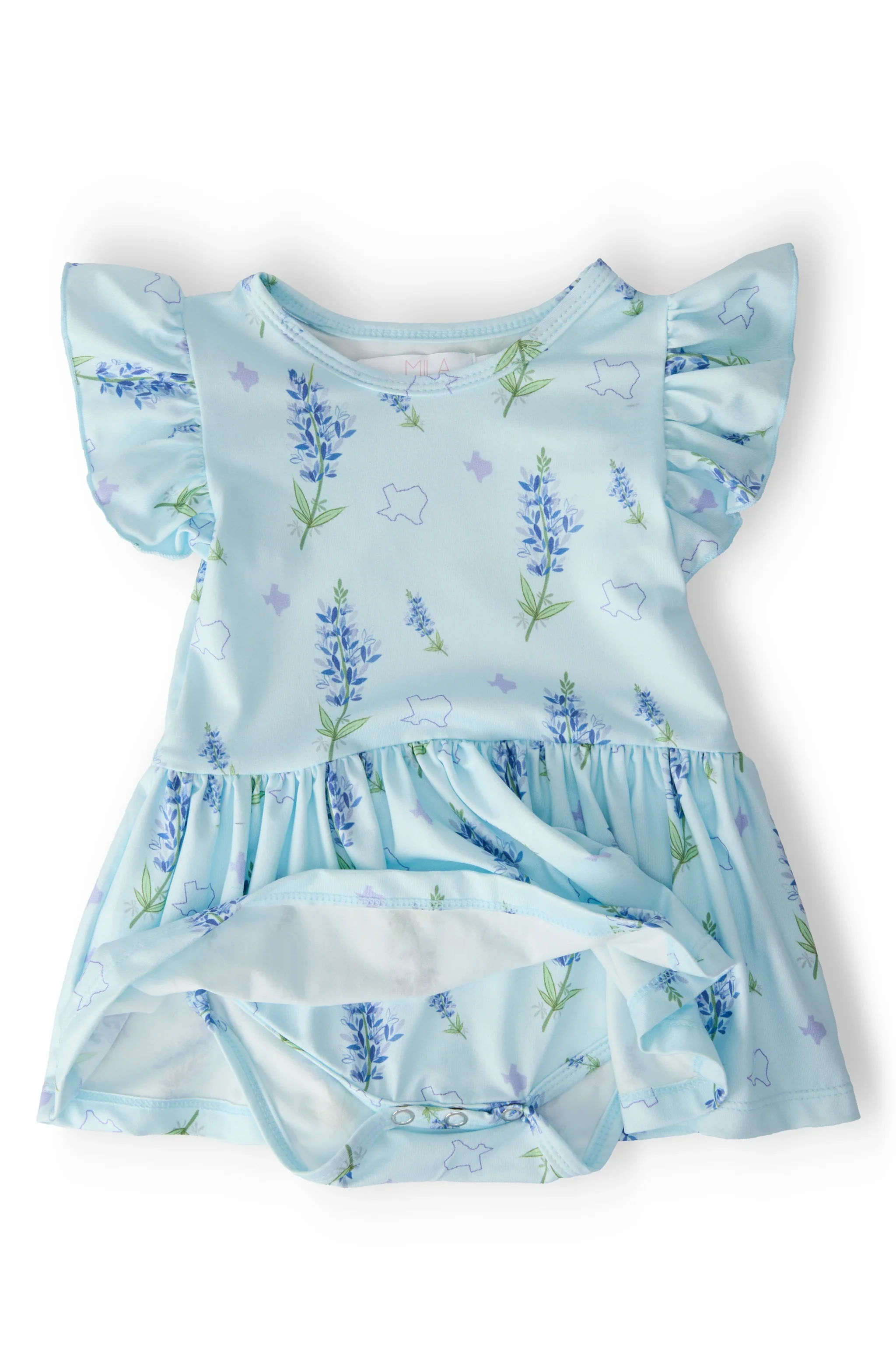 Mila & Rose Texas Bluebonnets S/S Flutter Twirl Bodysuit - Image 4