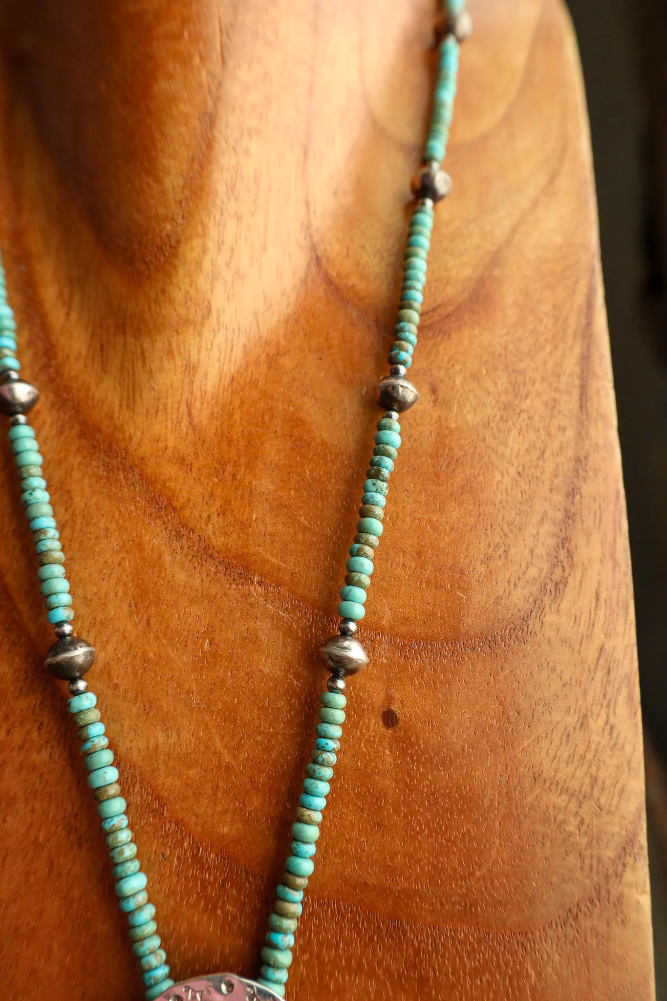 Richard Schmidt Turquoise Bead With Oval Turquoise Disc Bolo - Image 4