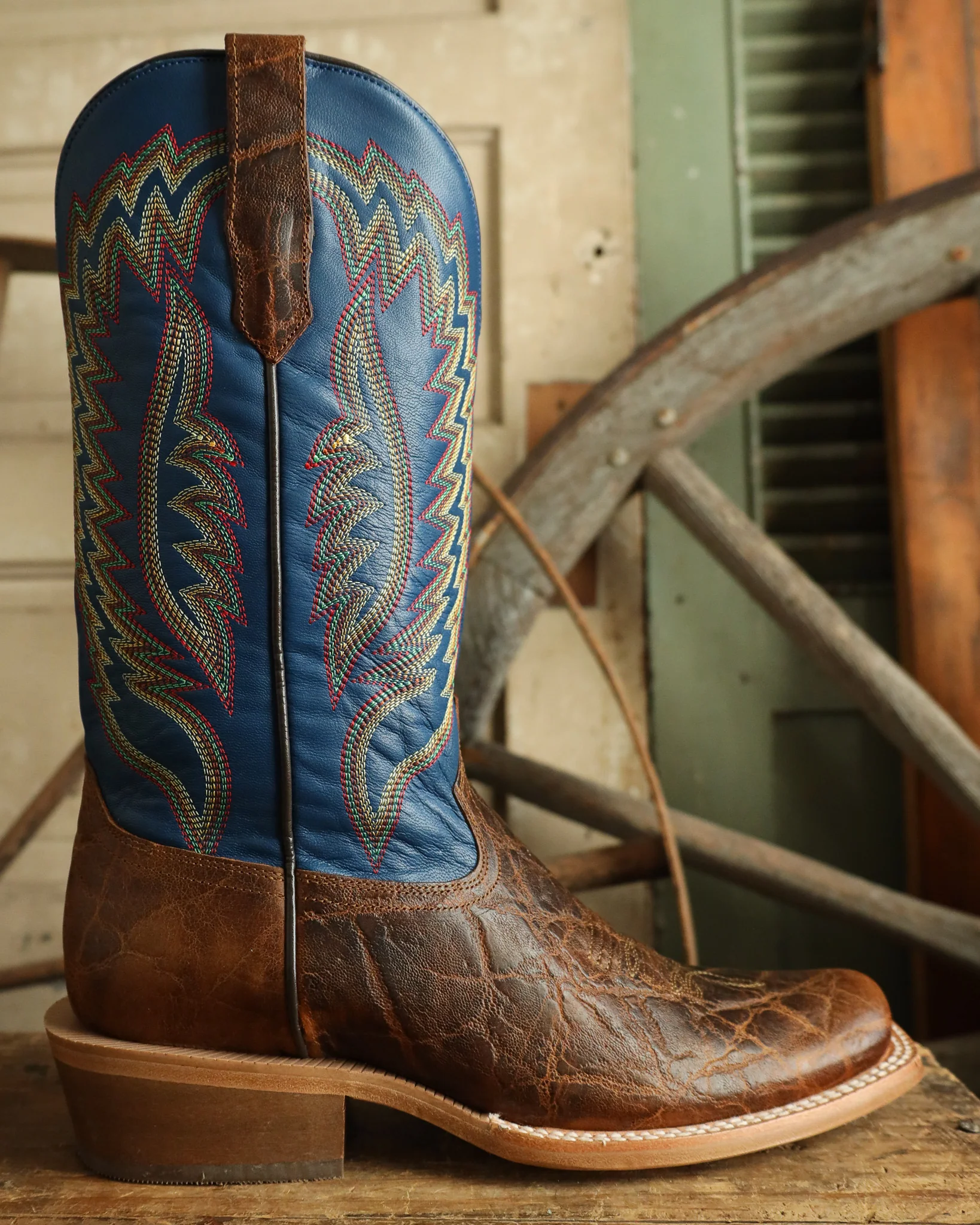 RW Ranch by R. Watson Men's Cowhide Tan Blue 13" Boot
