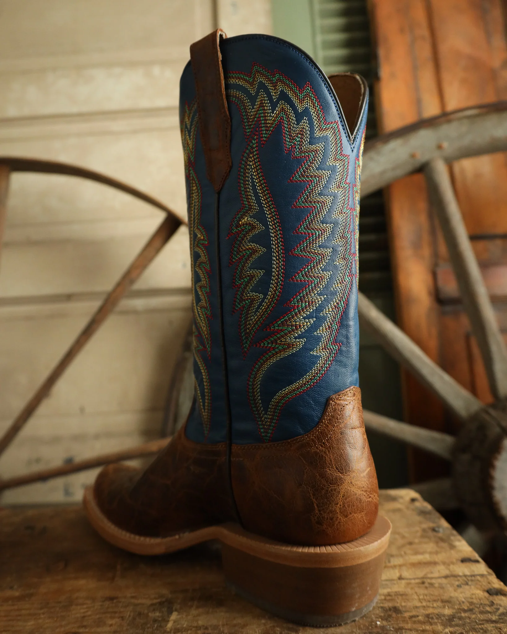 RW Ranch by R. Watson Men's Cowhide Tan Blue 13" Boot - Image 6