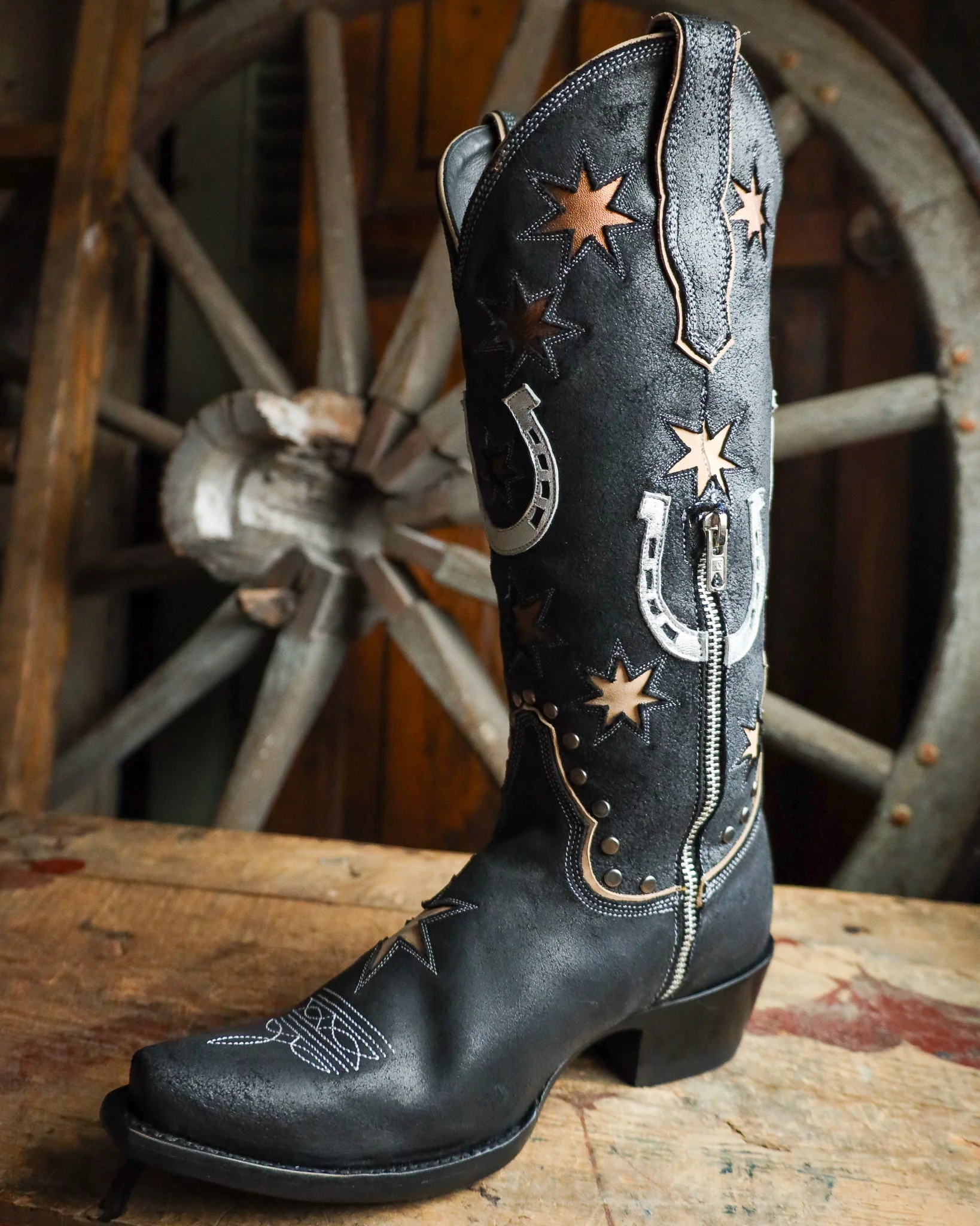 OLD GRINGO WOMEN'S LUCKY STAR 14" BOOT- BLACK - Image 5
