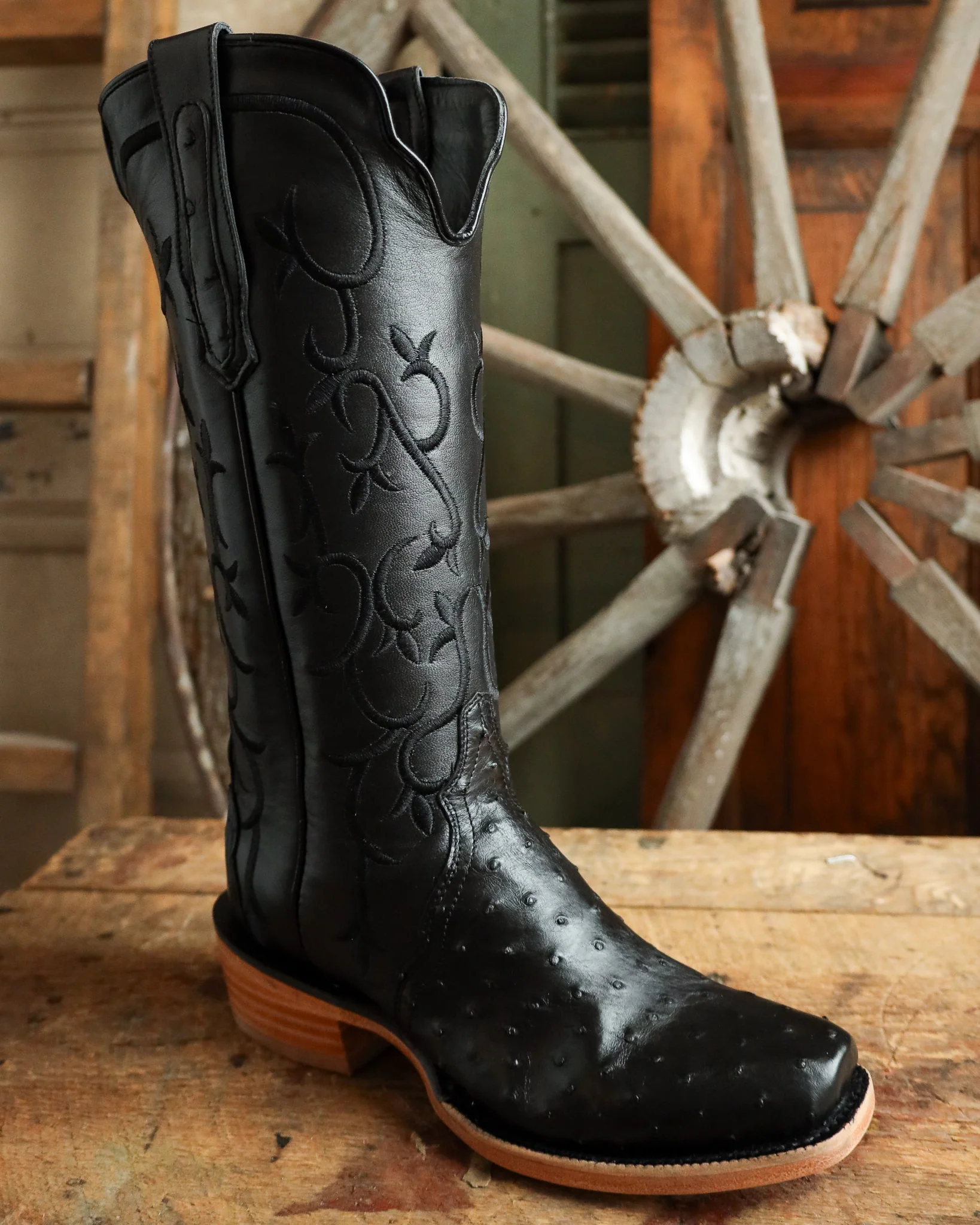 R. Watson Women's Ostrich Full Quill Ostrich Narrow Square 14" Boot - Image 2