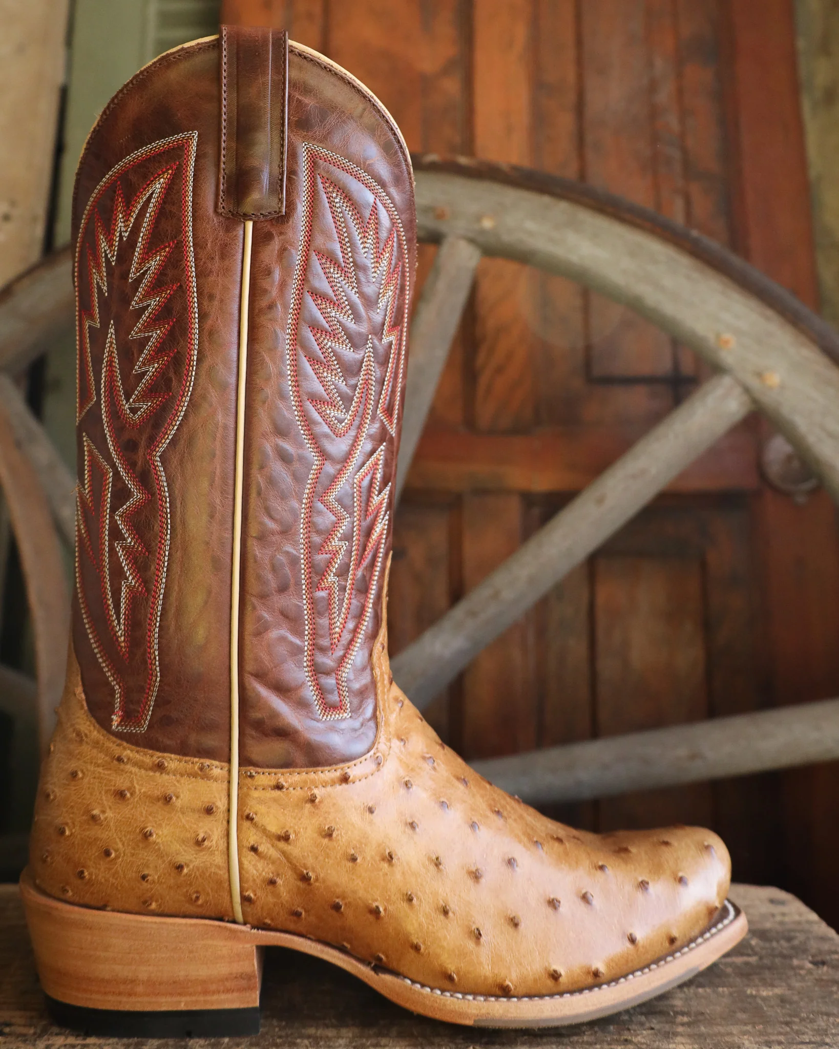 Horse Power Men's Antique Saddle Ostrich 13" Boot