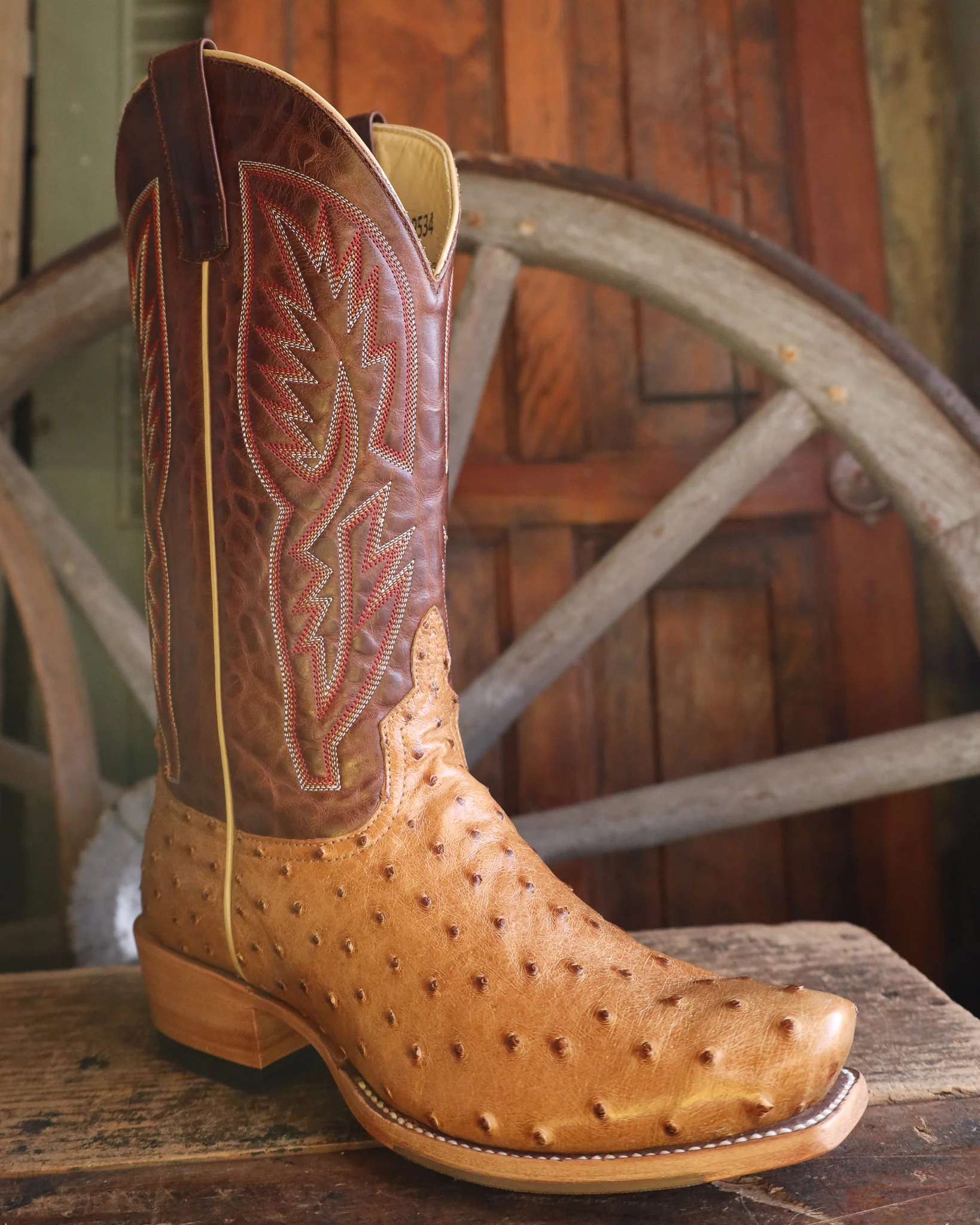 Horse Power Men's Antique Saddle Ostrich 13" Boot - Image 2