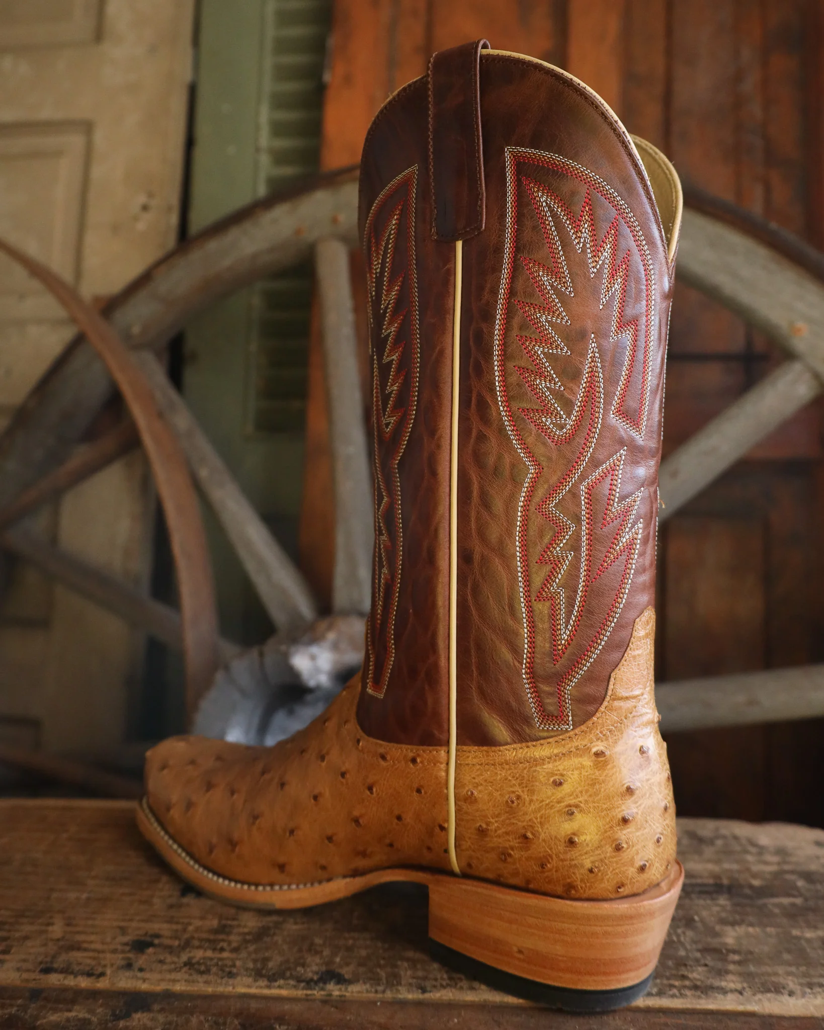 Horse Power Men's Antique Saddle Ostrich 13" Boot - Image 6
