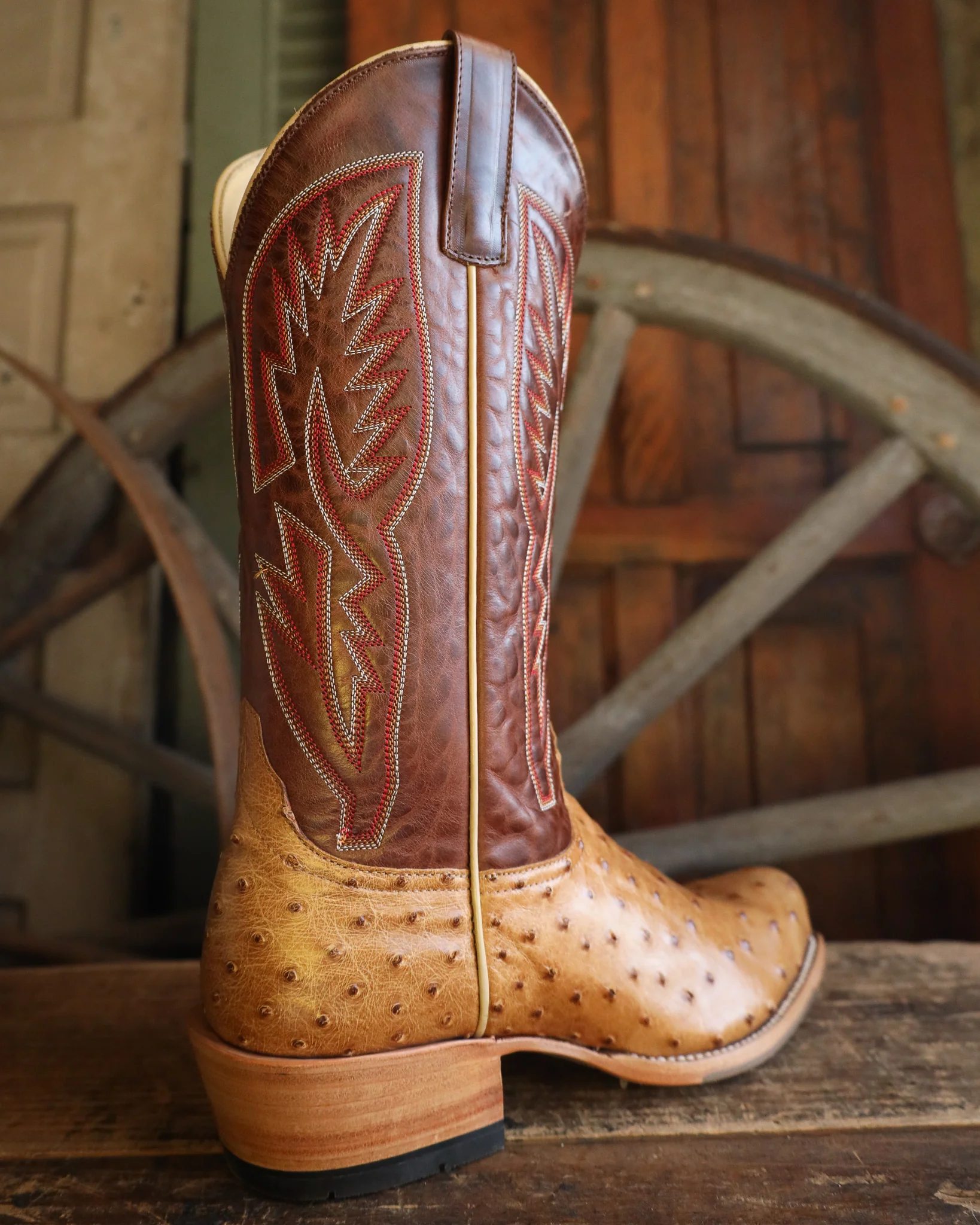 Horse Power Men's Antique Saddle Ostrich 13" Boot - Image 7