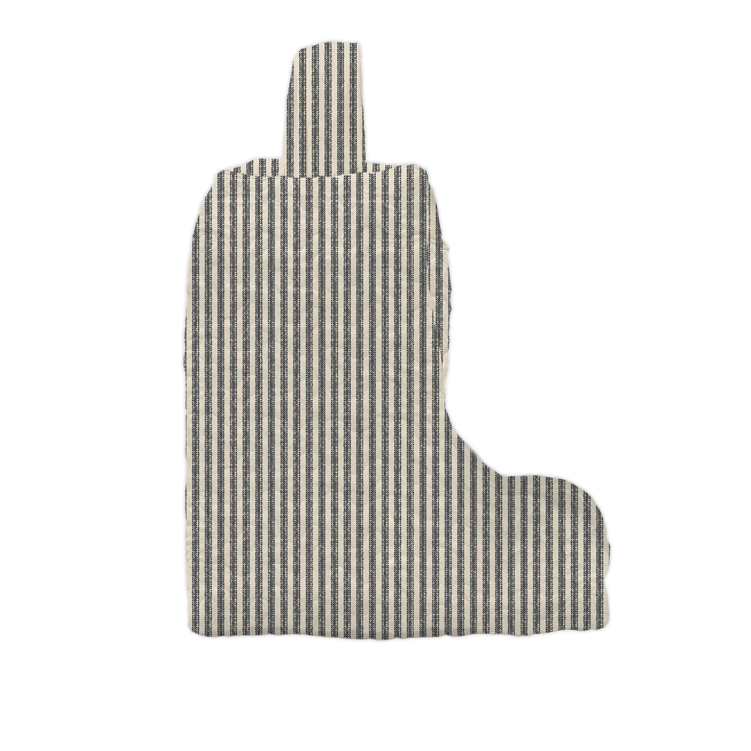 Ida Mae Ticking Stripe Linen/Black Quilted Boot Bag