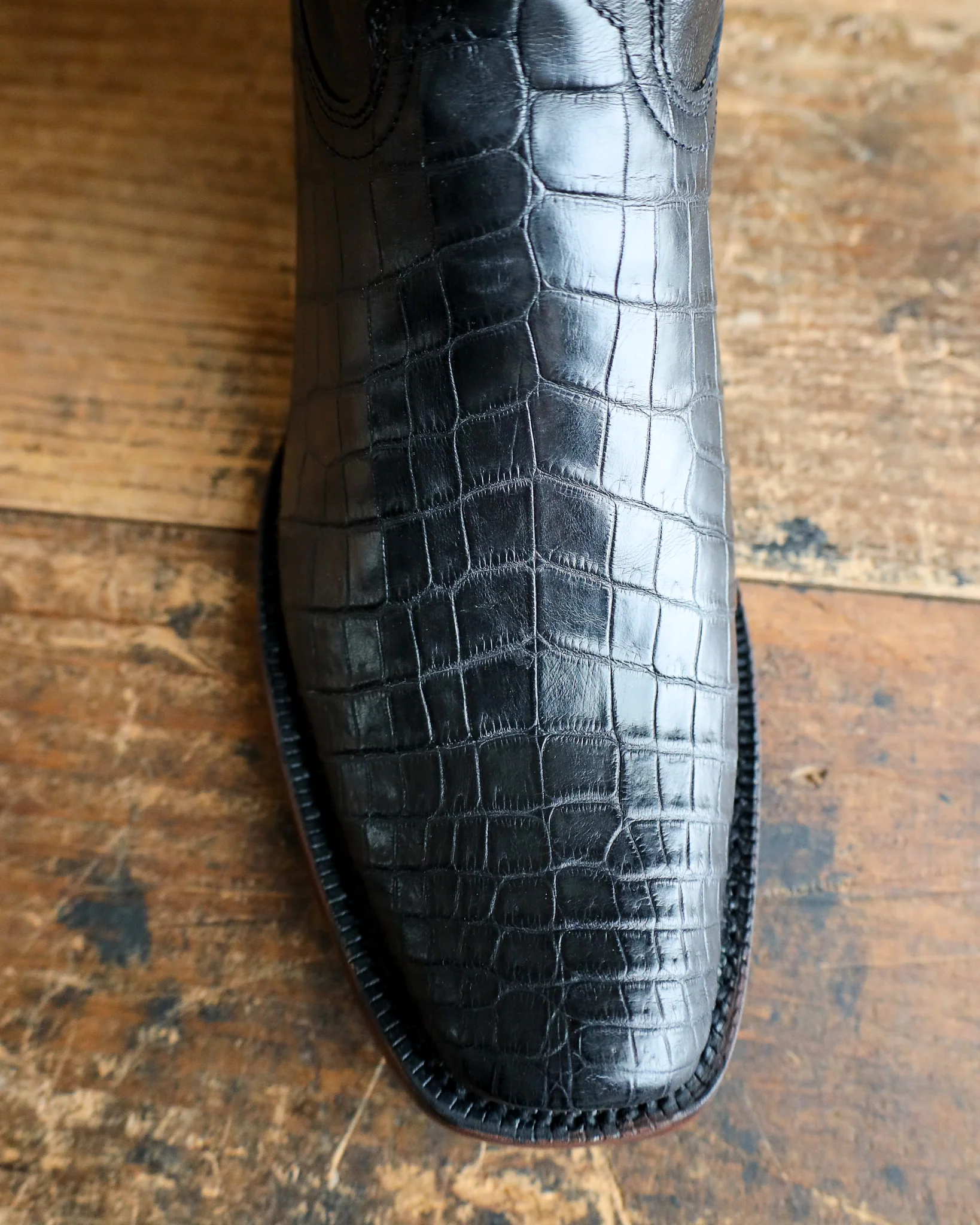 R. Watson Men's Black Alligator Western 13" Boots - Image 4