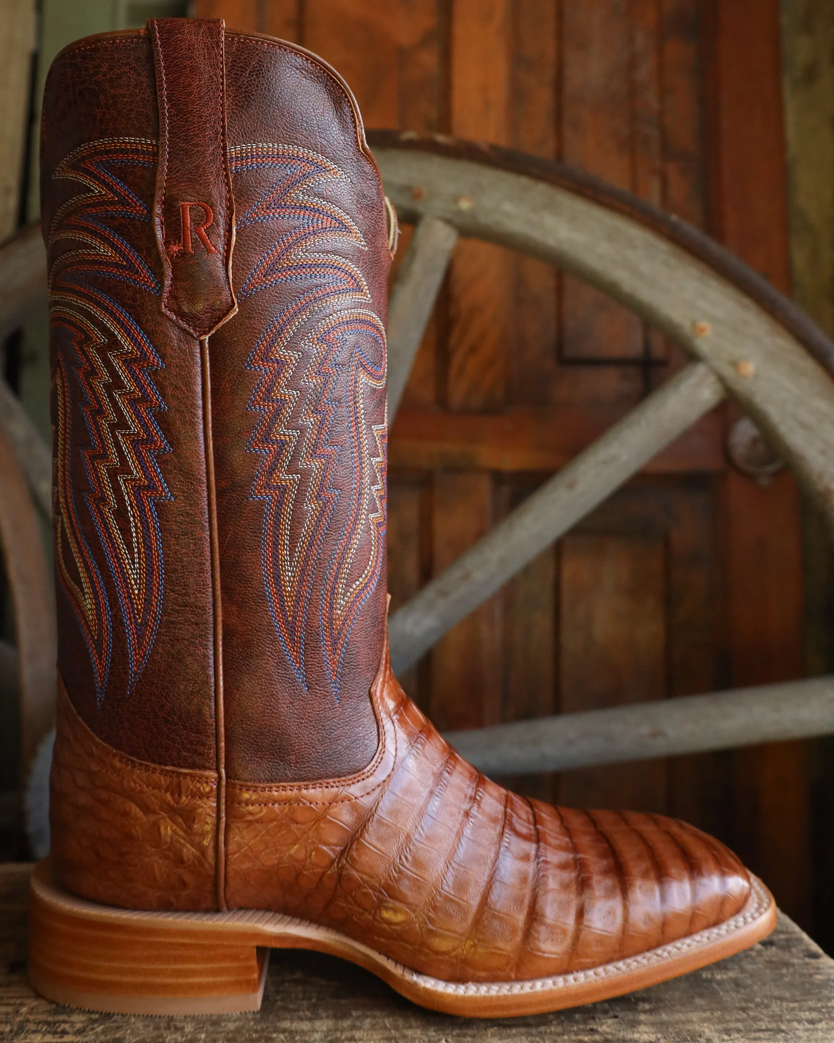 R. Watson Men's Caiman Belly Wide Square 13" Boot
