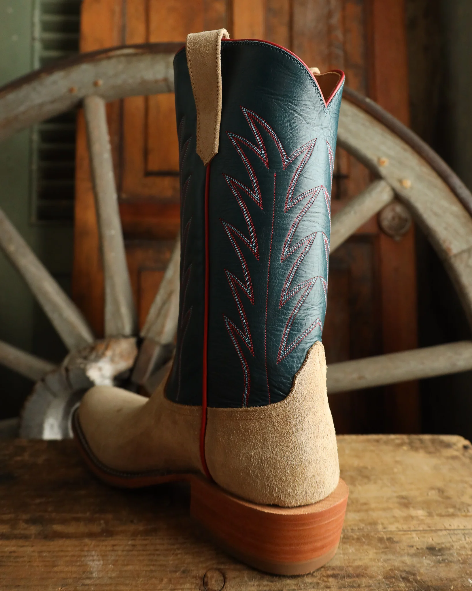 RIOS OF MERCEDES CRAZY HORSE ROUGHOUT TAN AND NAVY 13" BOOT - Image 7